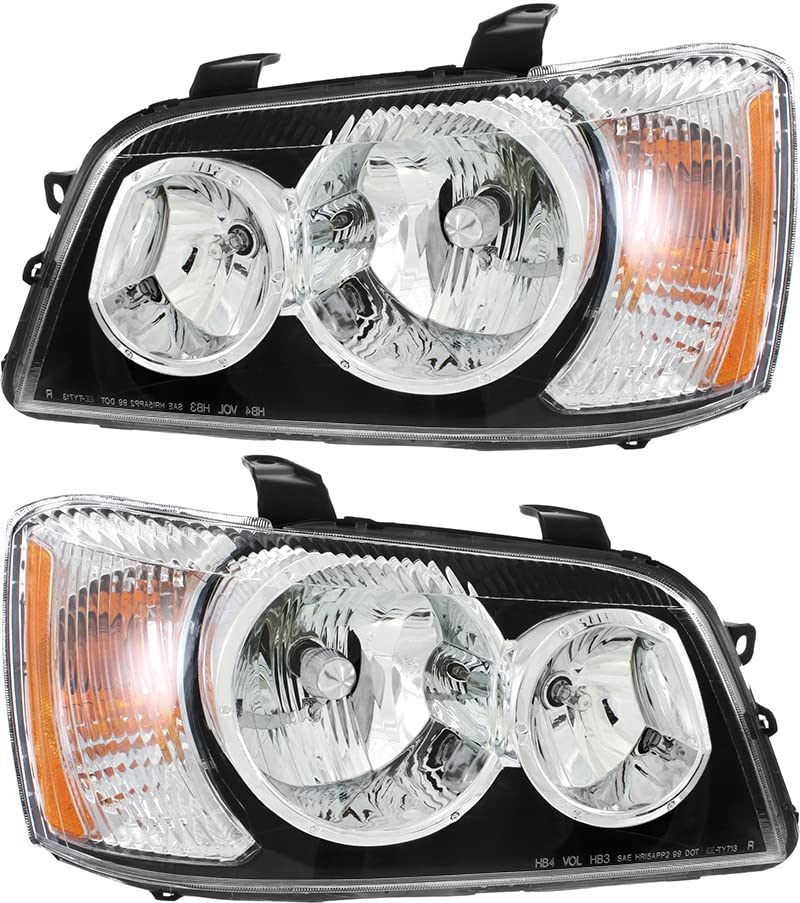 Toyota Highlander Headlights Replacement Set - Halogen Lamps for Driver & Passenger Side (2001-2003 Models) | Perfect for Night Driving & Enhanced Visibility