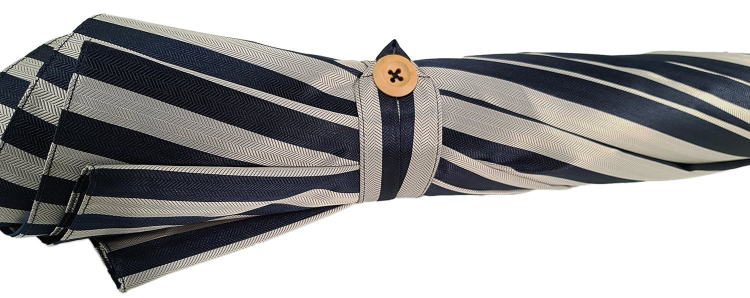 Double Layer Men's Windproof Umbrella - Blue Striped Design for Rain & Sun Protection - Perfect for Commuting, Travel & Outdoor Activities