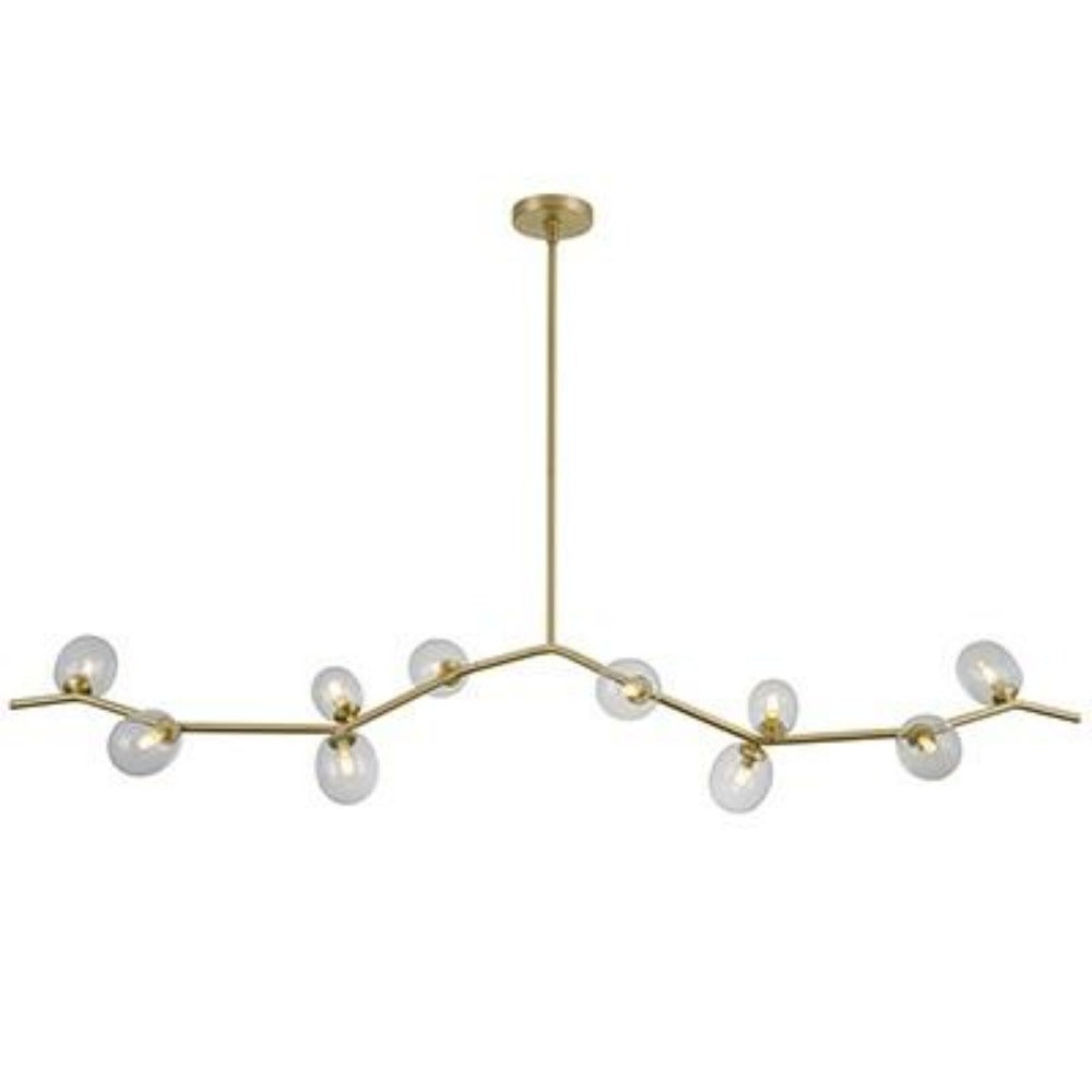 DeBerry Modern Linear Chandelier - 6-Light LED Crystal Pendant Lighting Fixture for Dining Room, Kitchen Island & Bedroom Decor | Dimmable Gold Finish Contemporary Ceiling Light