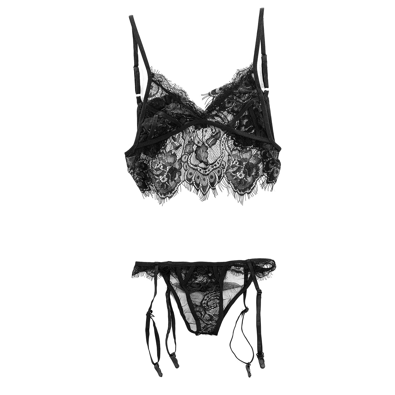 GUICAMI 3 Piece Lingerie Set for Women - Sexy Teddy Bodysuit with Lace & Silk Stockings (S-XXL) | Valentine's Nightwear, Bridal Shower Gift, Romantic Evening Wear