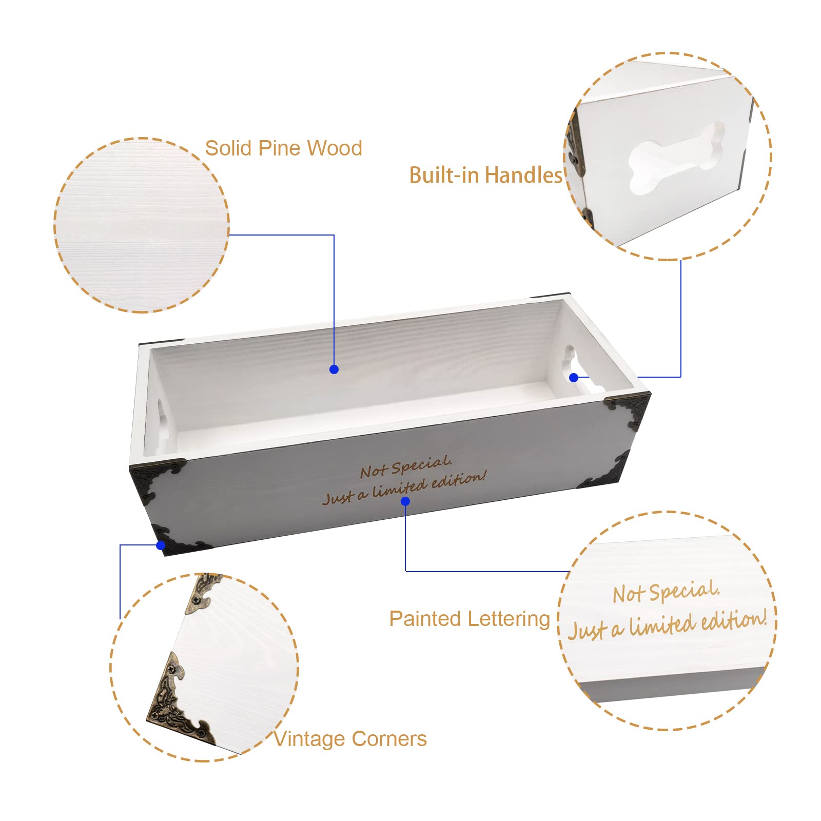 Natural Wood Dog Treat Storage Container - Airtight Pet Food Bin & Treat Organizer for Countertop - Perfect for Puppy Snacks, Kibble & Supplies (White) - Ideal for Kitchen, Pantry & Pet Feeding Areas