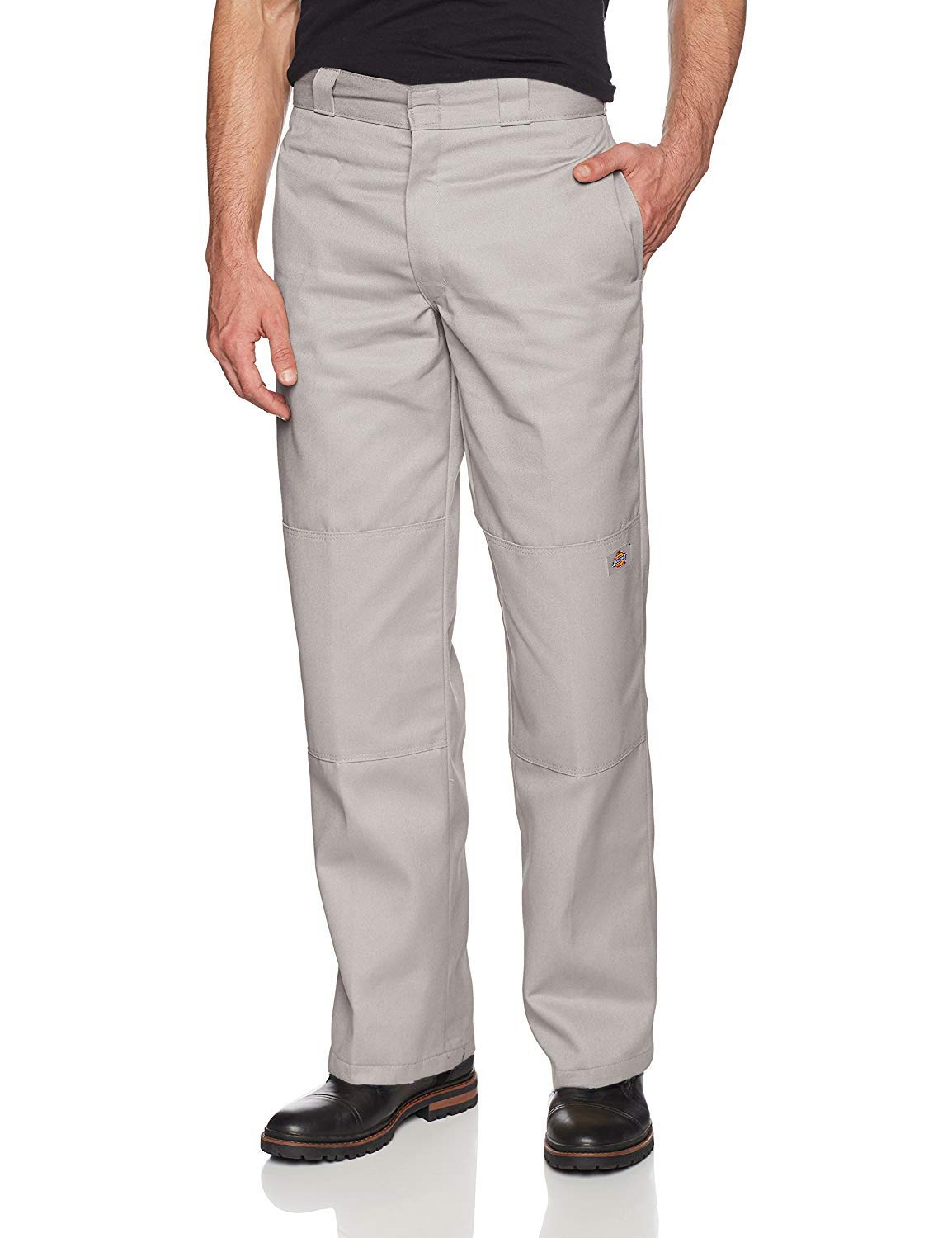Dickies 85283 Men's Double Knee Work Pants with Cell Phone Pocket - Loose Fit, Durable Silver Gray for Construction & Outdoor Jobs