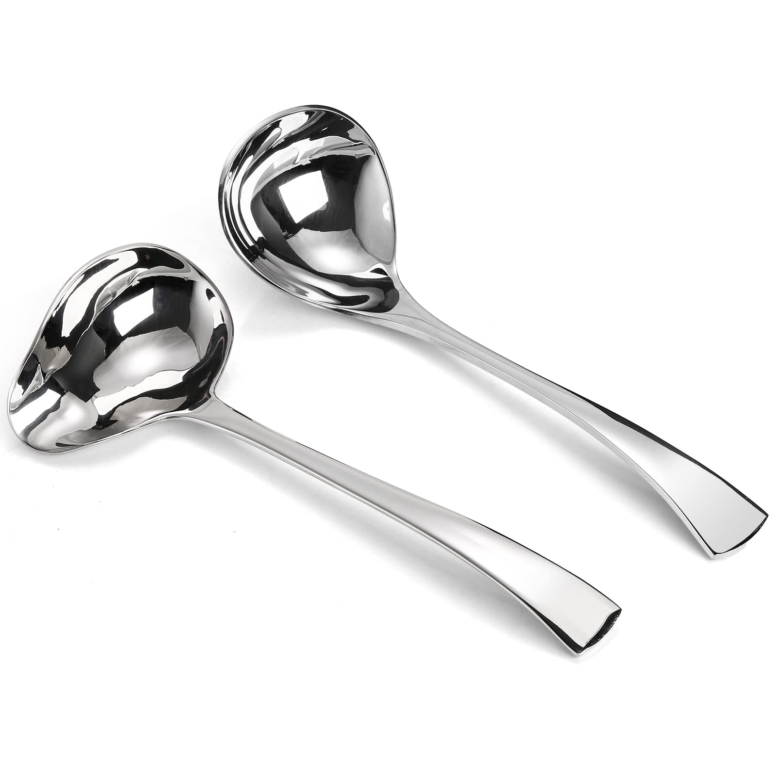 Premium Set of 2 Stainless Steel Gravy Spoons - 7 Inch Small Sauce Ladle with Spout for Drizzling | 18/10 Food-Grade Mini Soup Ladle | Perfect for Kitchen, Serving, and Table Use | Ideal for Sauces, Dressings, and Desserts