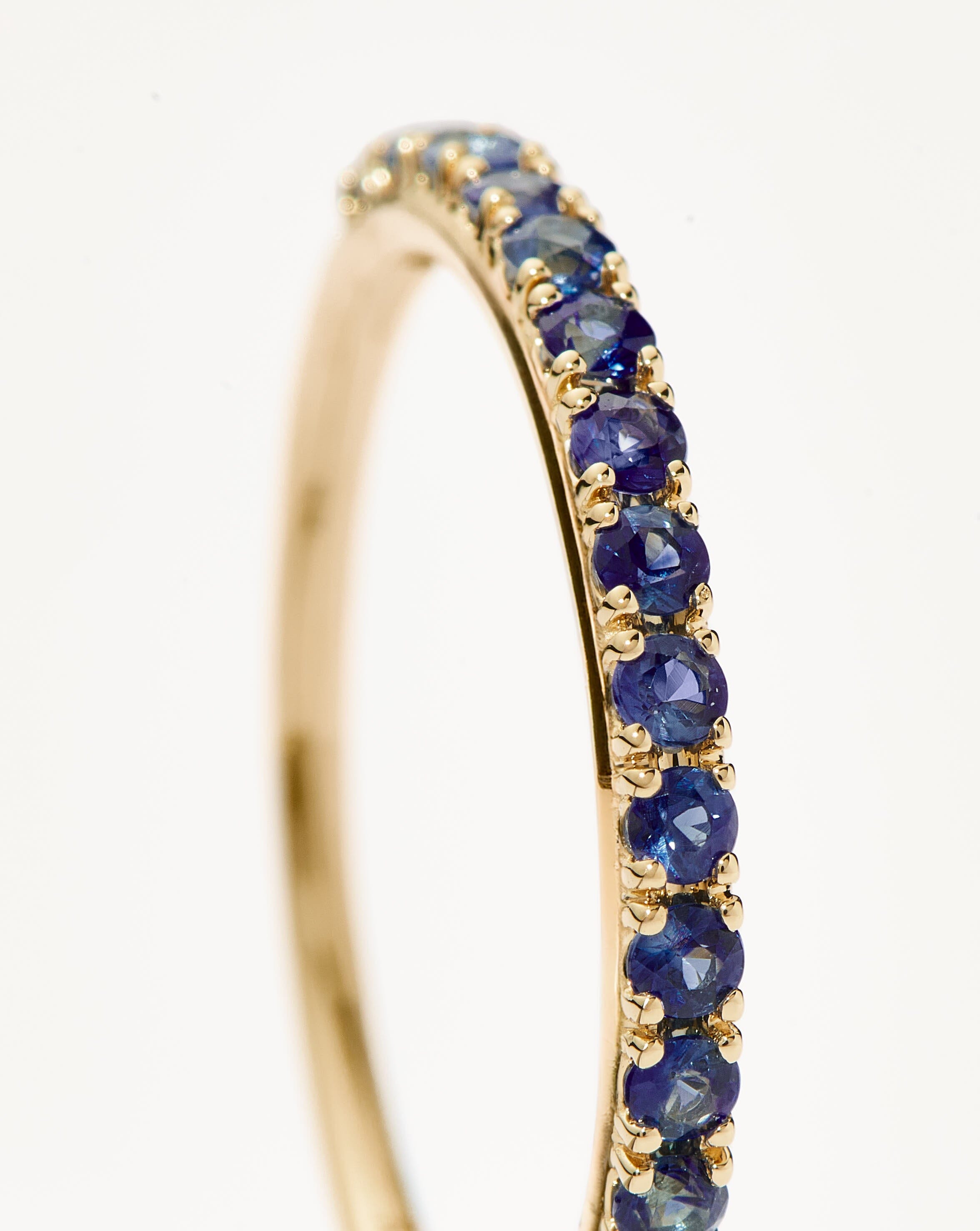 14K Solid Gold Half Sapphire Eternity Ring for Women - Genuine Blue Sapphire Wedding Band, Anniversary Gift for Her, Perfect for Engagement, Promise Rings & Special Occasions