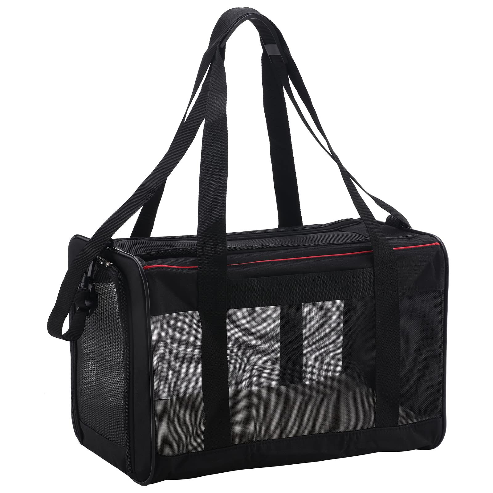 Foldable Cat & Dog Carrier - Airline Approved Pet Travel Bag with 4-Sided Mesh Design, Durable & Portable Dog Crate for Small Pets Up to 16 lbs, Soft Wool Felt Lining - Perfect for Air Travel, Vet Visits, and Outdoor Adventures