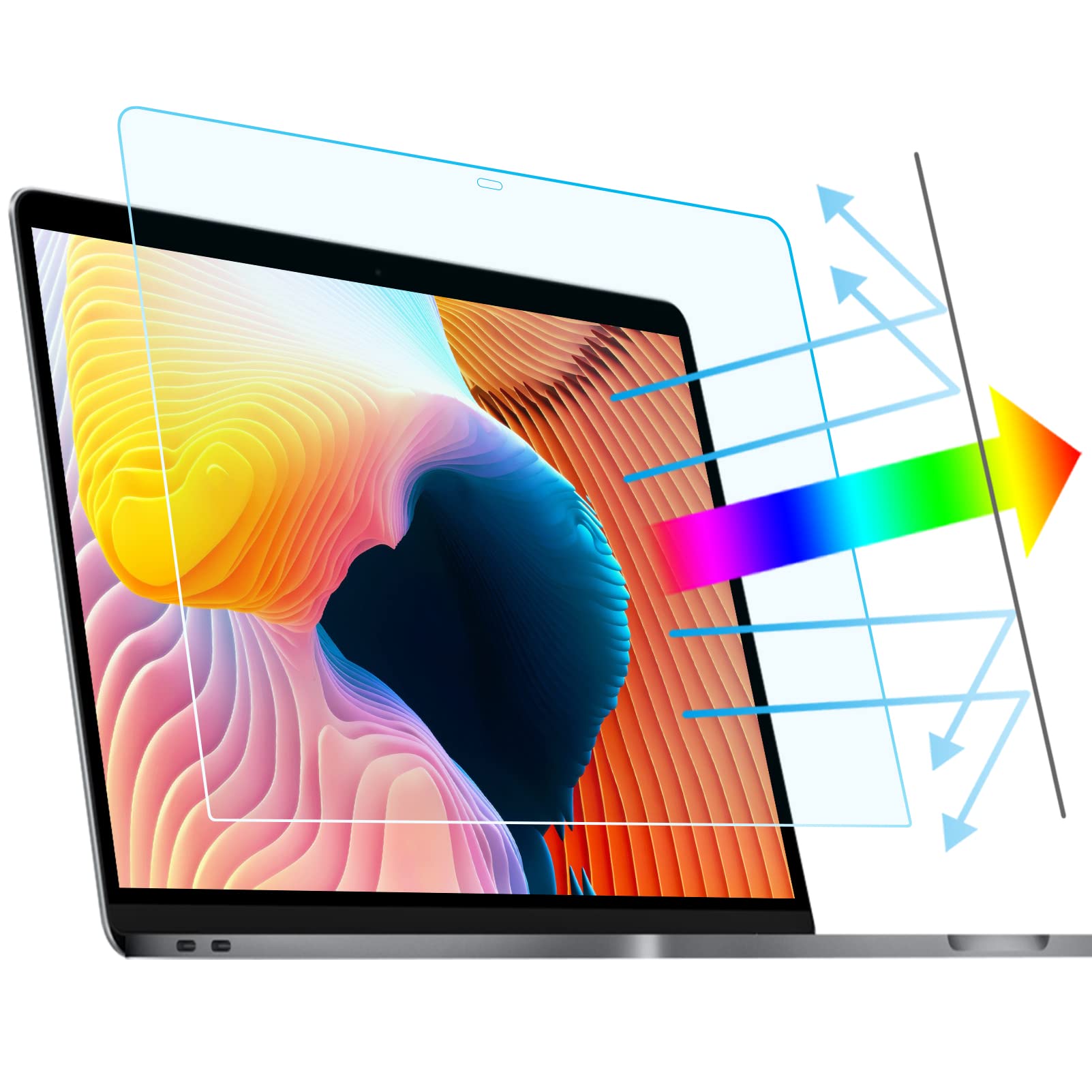 2 Pack Anti Blue Light Screen Protector for MacBook Pro 13 inch (2016-2020/M1) - Eye Protection, Anti Glare Filter, Compatible with Touch Bar - Perfect for Office Work, Gaming & Nighttime Use