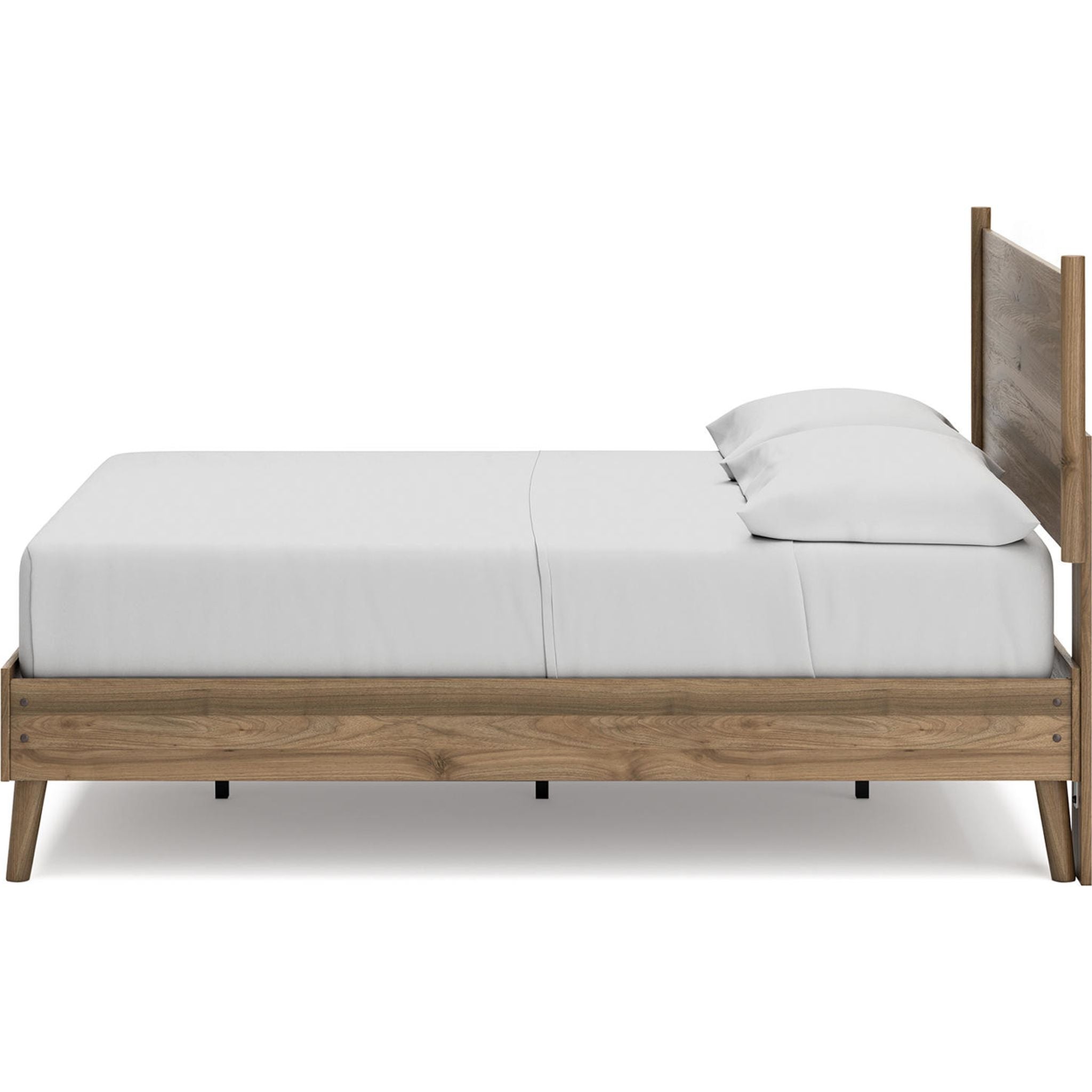Aprilyn Full Platform Bed Frame - Honey Finish, Queen Size, Solid Wood, Modern Minimalist Design for Bedroom, Living Room, or Guest Room