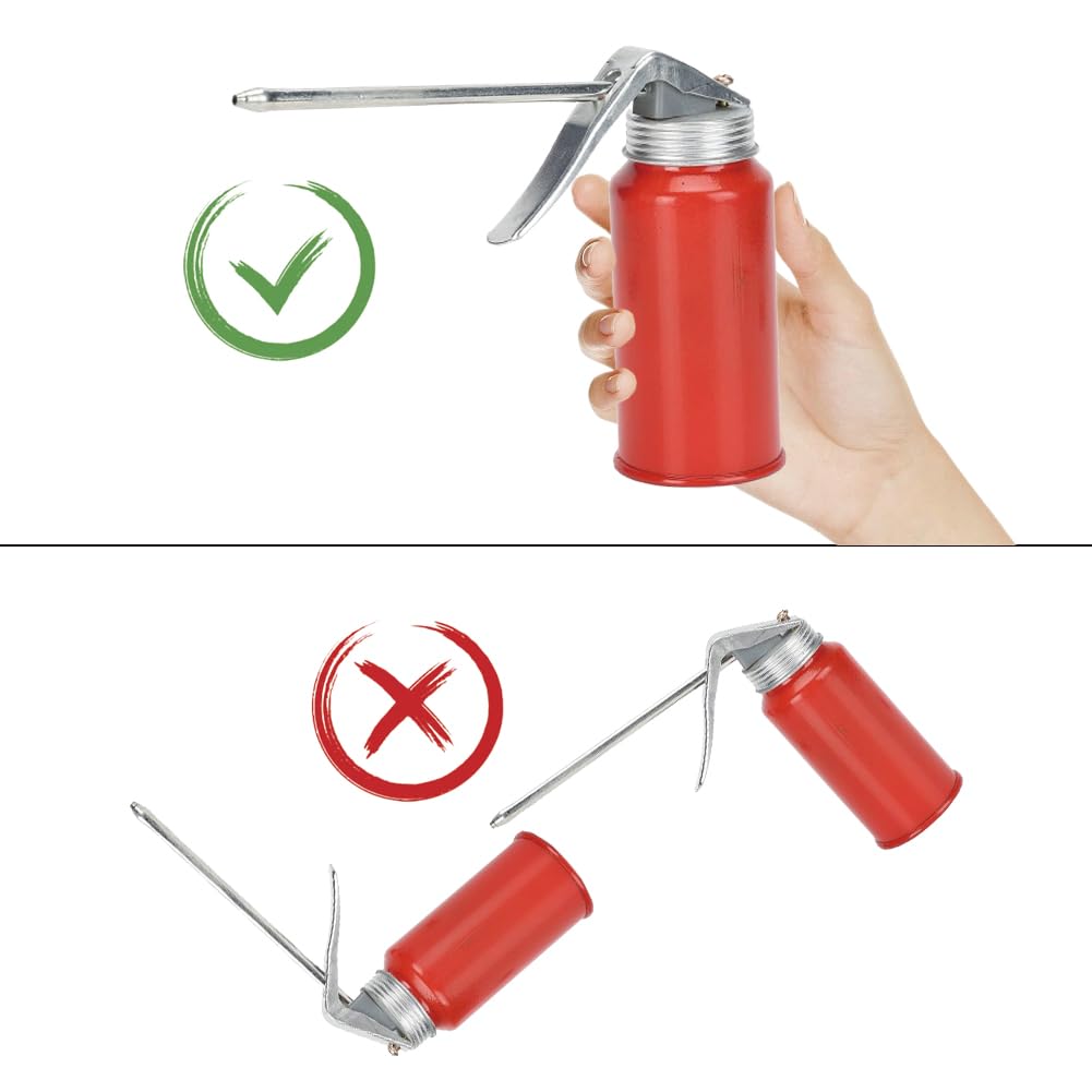 200ml Multipurpose Manual Oil Can Pump Oiler - Gun Butter Needle Oiler & Spray Gun Cast Iron Hand Oil Can for Motorcycles, Machines, Tools - 2PCS (Ideal for Lubrication, Maintenance & DIY Projects)