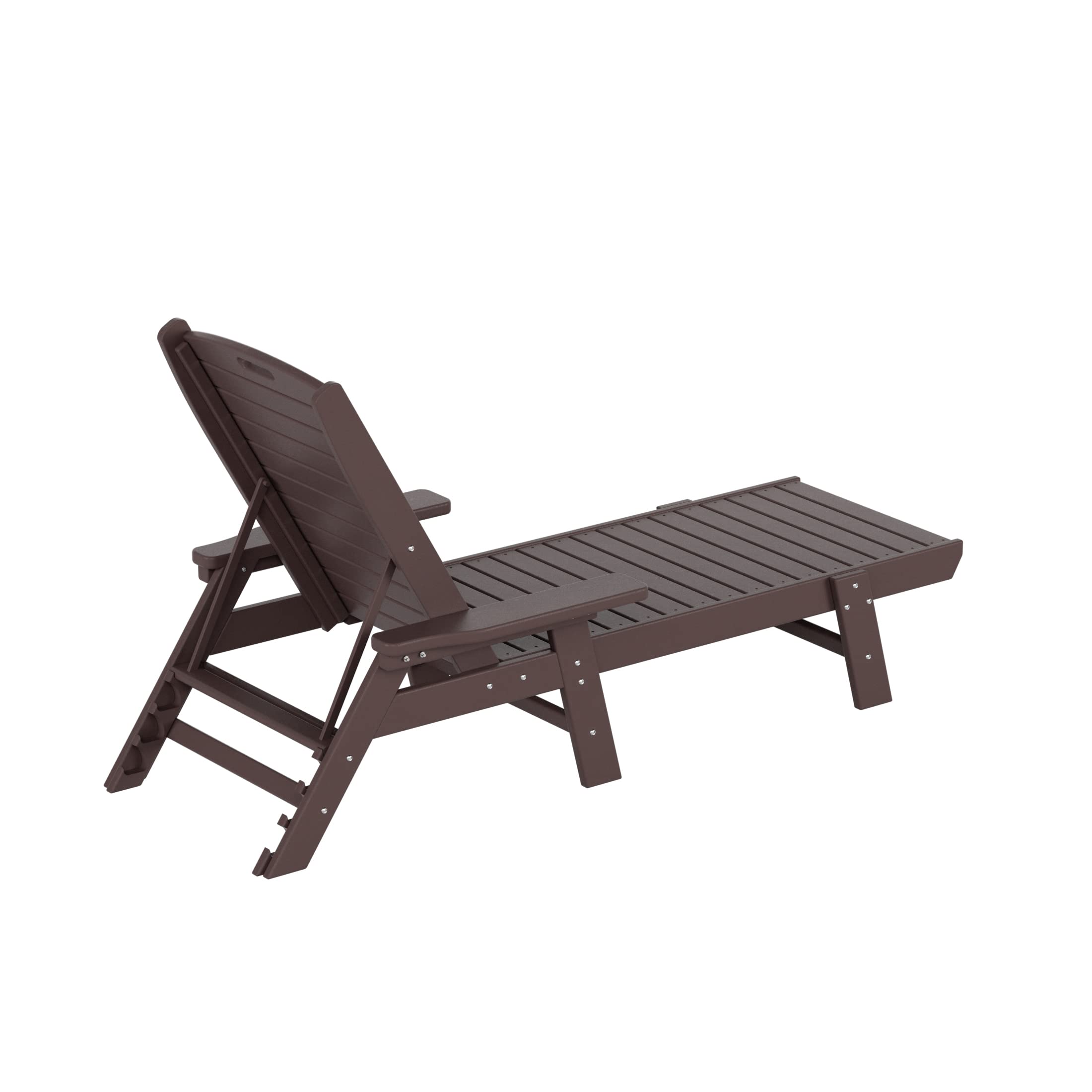 Premium HDPE Adirondack Reclining Chaise Lounge - Durable Poly Lumber Outdoor Chair with Armrests | UV & Weather Resistant for Patio, Backyard, Beach, Poolside | Perfect for Relaxing, Sunbathing & Outdoor Entertaining (Dark Brown)