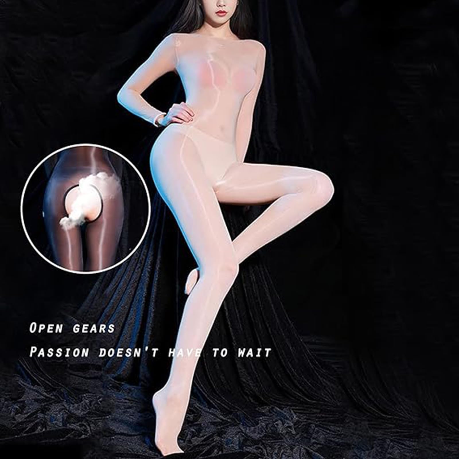 Shiny Women's Bodystocking - Sexy Full Body Stocking with Oil Sheen for Lingerie & Role Play | Perfect for Valentine's Day, Boudoir Photography & Sensual Nights