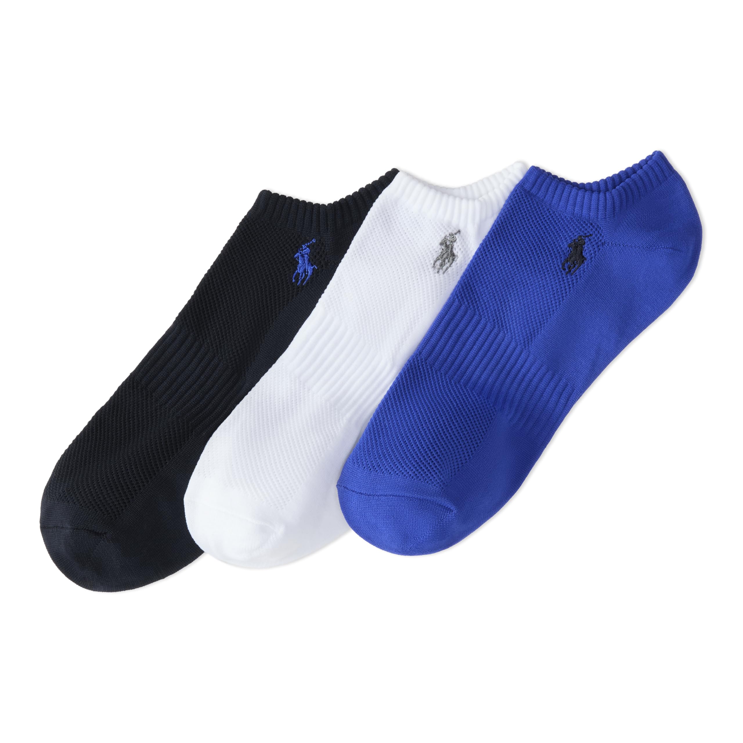 POLO RALPH LAUREN Men's Athletic Performance Tech Low Cut Socks - 3 Pack Moisture Wicking Breathable Mesh Socks for Running, Gym & Everyday Wear