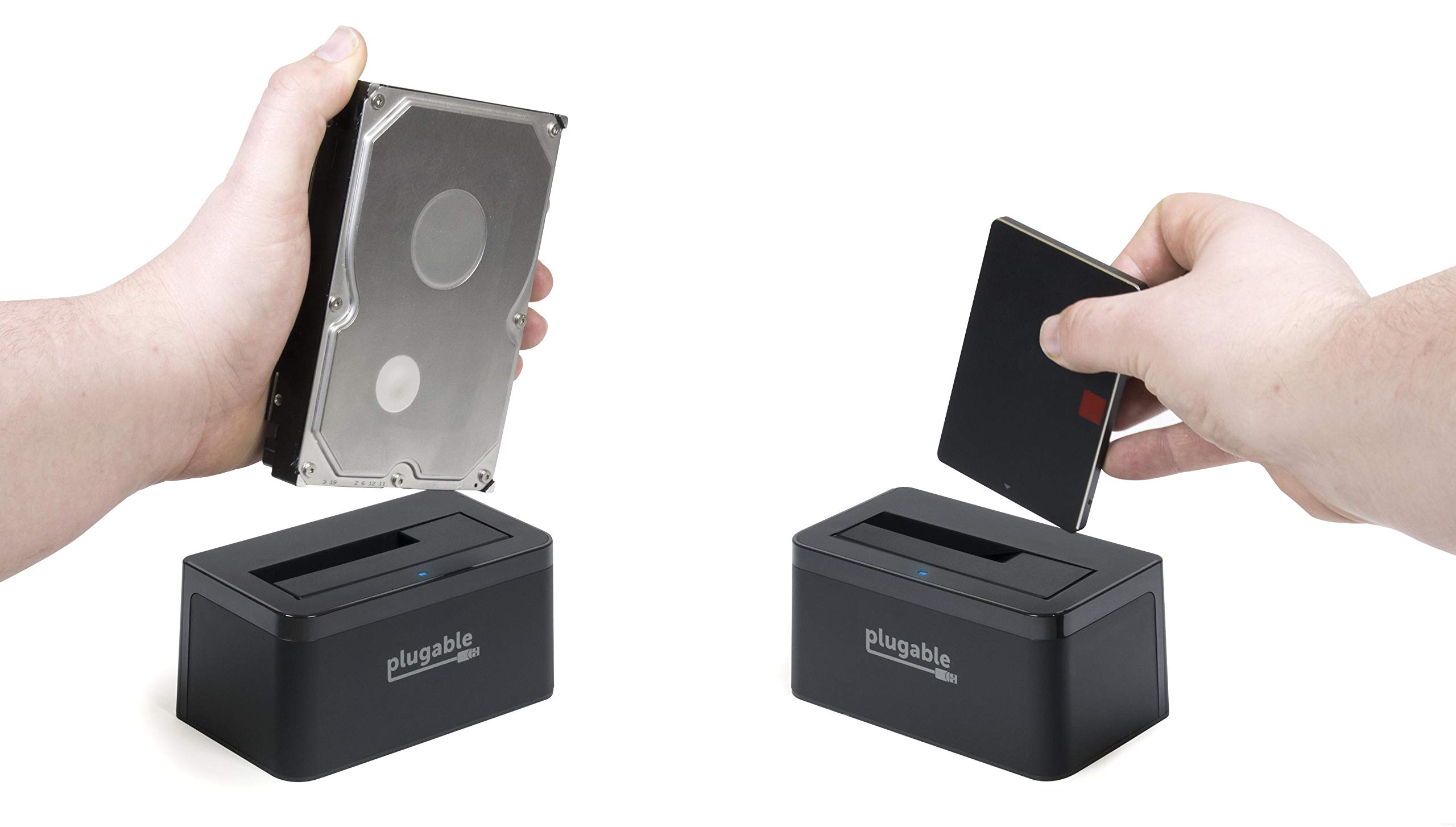 Plugable USB 3.1 Gen 2 10Gbps SATA Hard Drive Dock & SSD Enclosure - Tool-Free Upright Design - Supports 10TB+ HDD/SSD - Includes USB-C & USB 3.0 Cables - Driverless Plug & Play for Windows/Mac/Linux - Perfect for Data Backup, File Transfer & External Storage Expansion