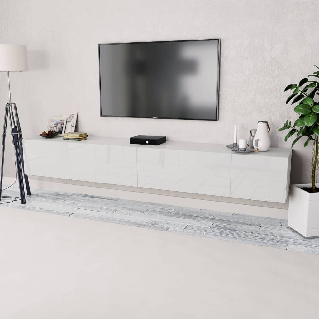 2-Pack High Gloss White TV Stands 47.2