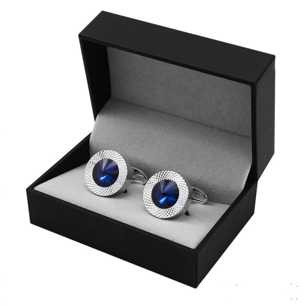 Stylish Blue Crystal Cufflinks for Men - Perfect for Lawyers, Weddings & Formal Events - Elegant Jewelry Gift for Groom, Best Man & Professionals (One Size)