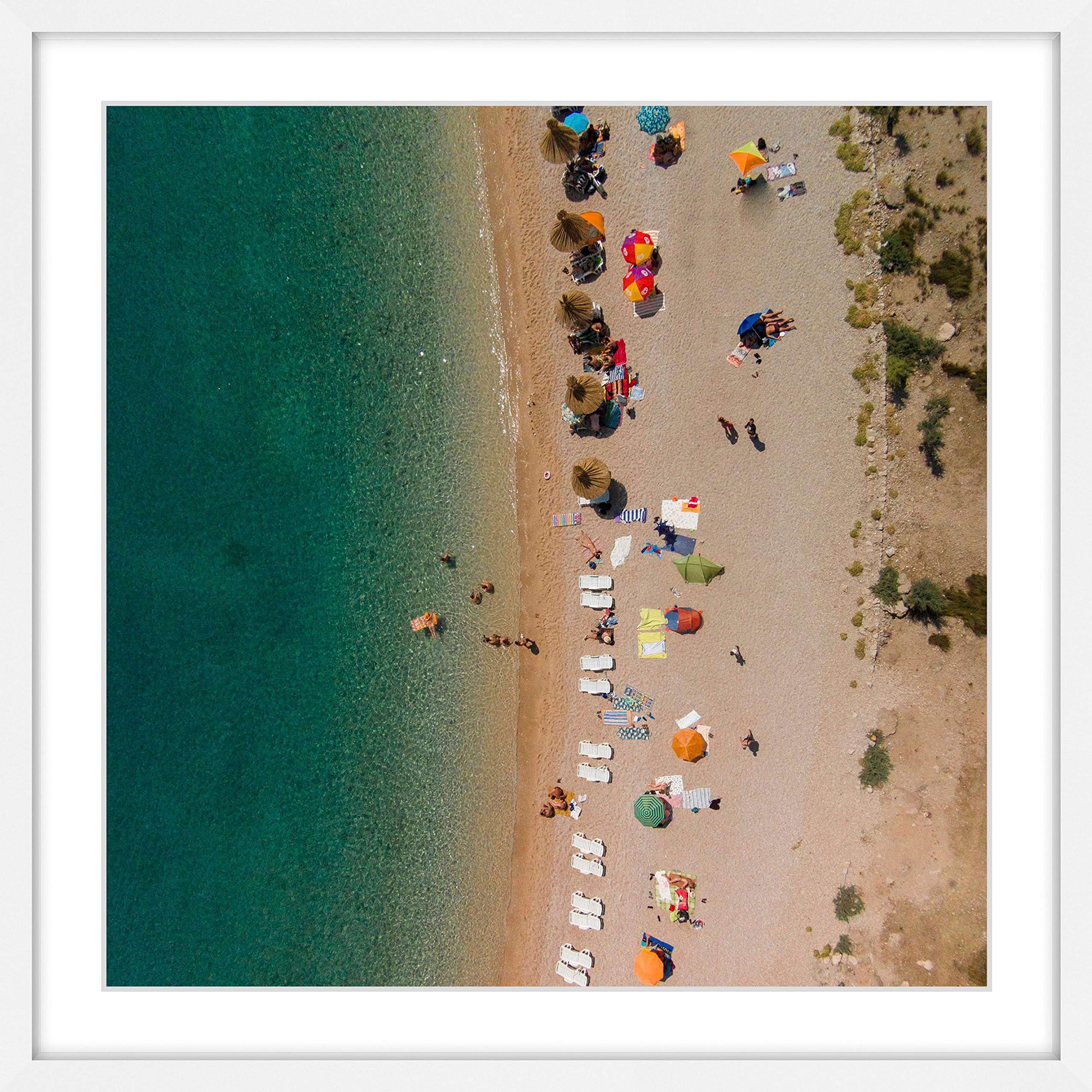 Handmade Beach Lineup Framed Print 24x24 - Coastal Wall Art Decor for Living Room, Bedroom & Office - Marmont Hill