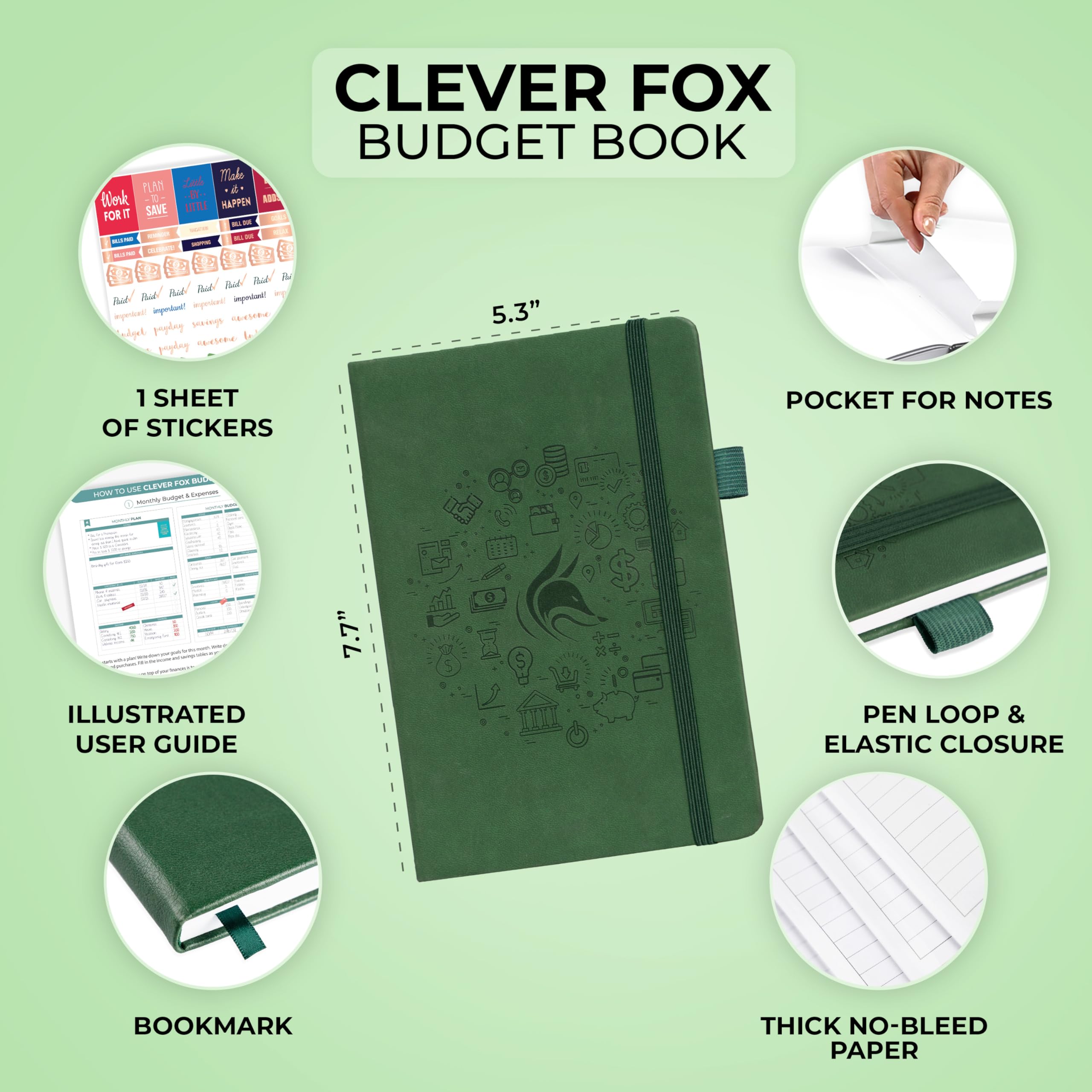 Clever Fox Budget Planner – Monthly Expense Tracker & Financial Organizer Notebook for Money Management | Compact Moss Green Budget Book for Personal Finance, Savings Goals & Bill Tracking (Home/Office/Travel Use)