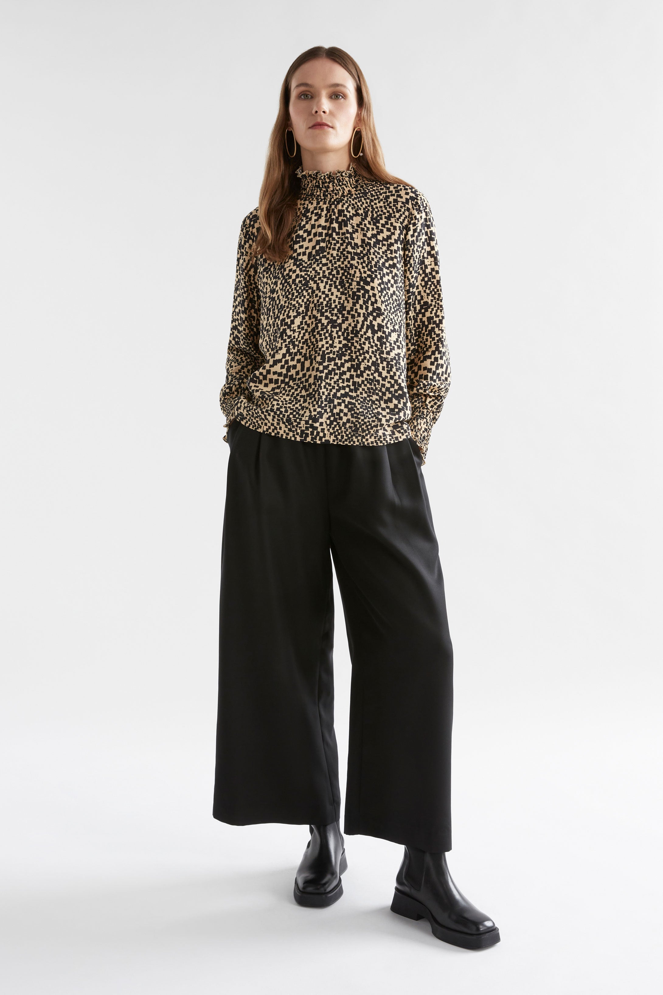 ELK Veda Women's Turtleneck Top - Sinda Print Long Sleeve Blouse for Fall/Winter | Office Wear, Casual Outfits & Holiday Fashion