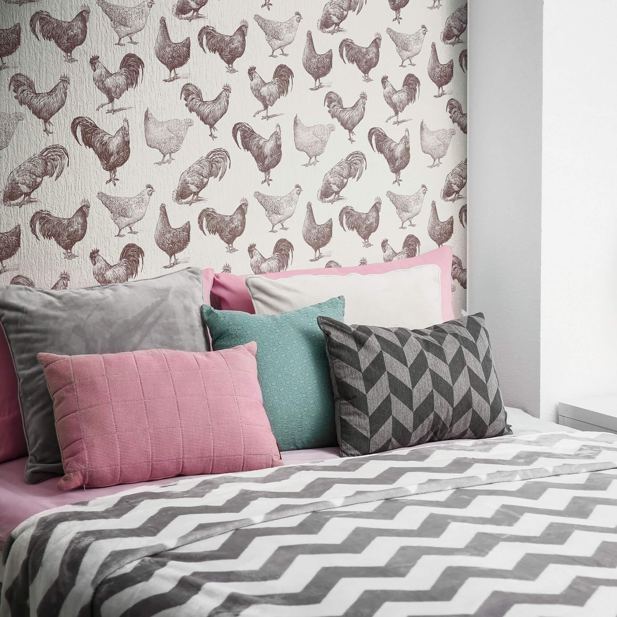 Beige Bird Animal Peel and Stick Removable Wallpaper 2801 - Self-Adhesive Decorative Wall Covering for Nursery, Bedroom & Home Decor