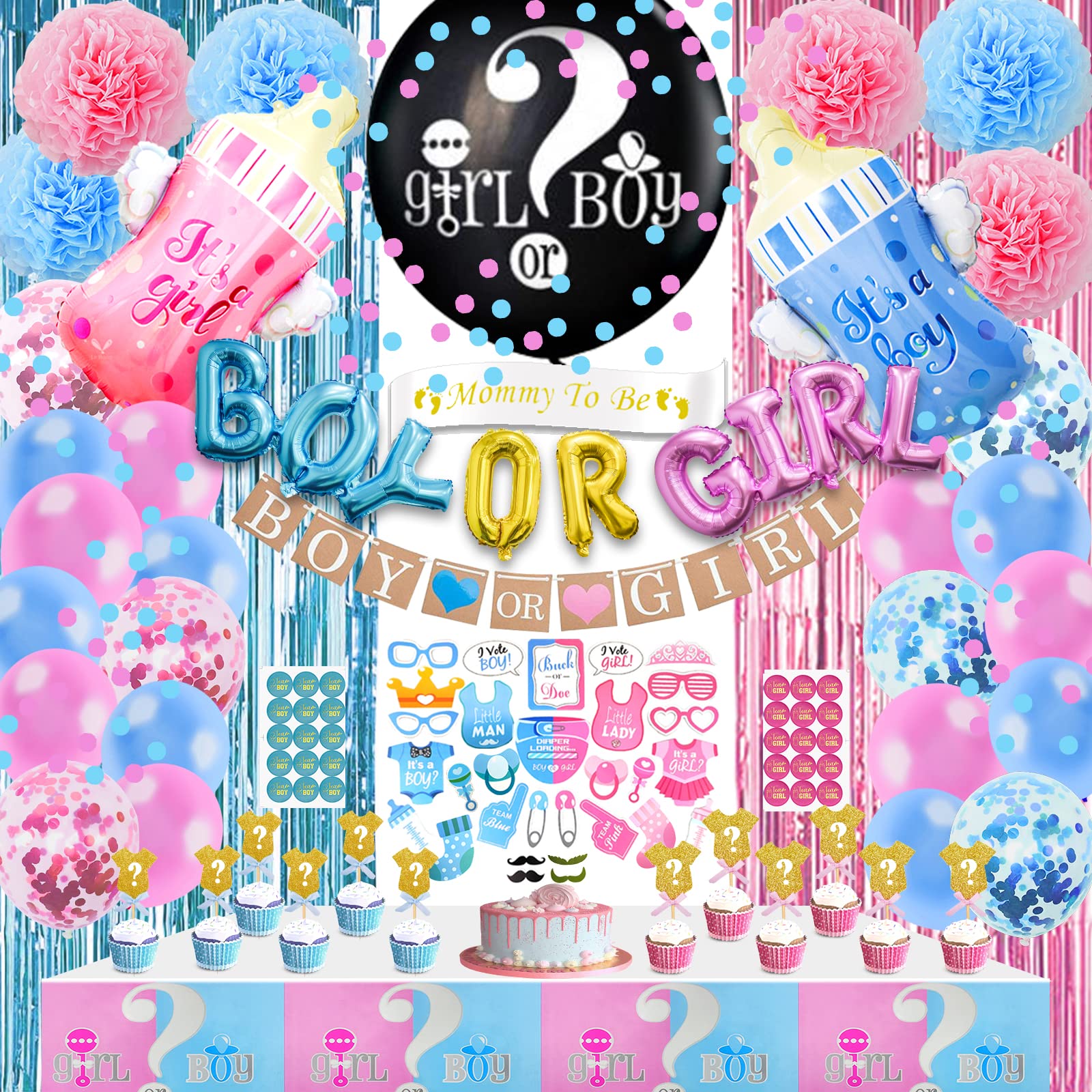 124 Pcs Gender Reveal Party Decorations Kit - 36