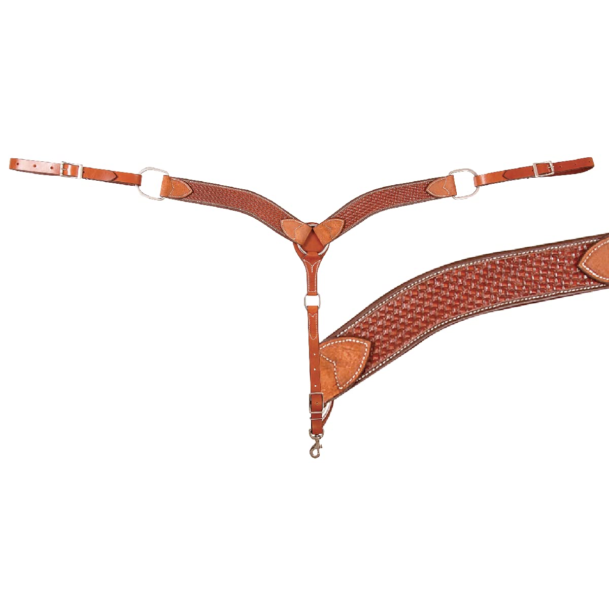 Cashel 2-inch Breastcollar with Basket Tooling - Chestnut Leather Horse Training Equipment for Western Riding & Trail Use