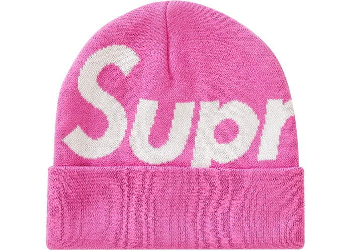 Supreme Big Logo Beanie - Winter Warm Fleece Skull Cap for Men & Women | Fashion Streetwear Accessory for Cold Weather & Outdoor Activities (Magenta, FW19 Collection)