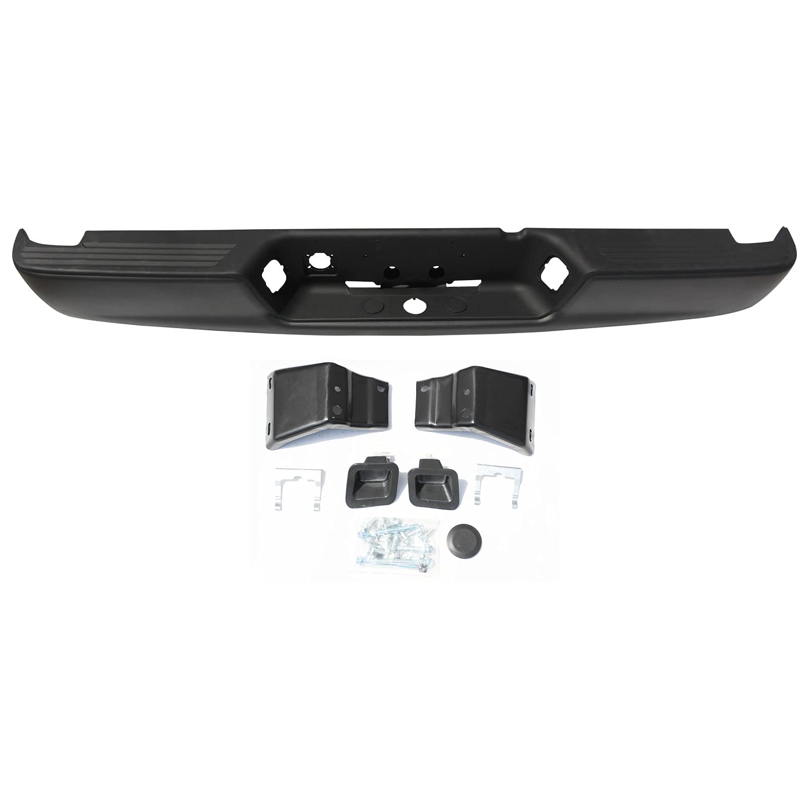 Black Steel Rear Step Bumper with Brackets for Dodge Ram 1500/2500/3500 HD (2004-2008) - Heavy Duty Truck Accessory for Off-Roading & Towing