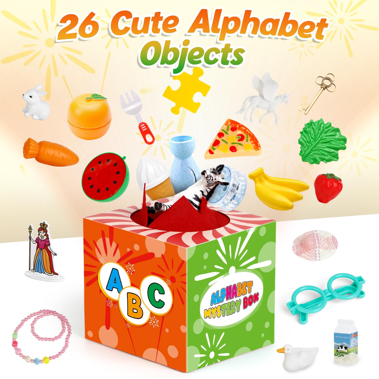 **26-Piece Alphabet Mystery Box for Kids - ABC Learning Toys, Letter Sorting & Matching Games for Toddlers, Speech Therapy & Fine Motor Skills Toys for Preschool & Kindergarten Classrooms - Perfect for Early Learning & Classroom Activities**
