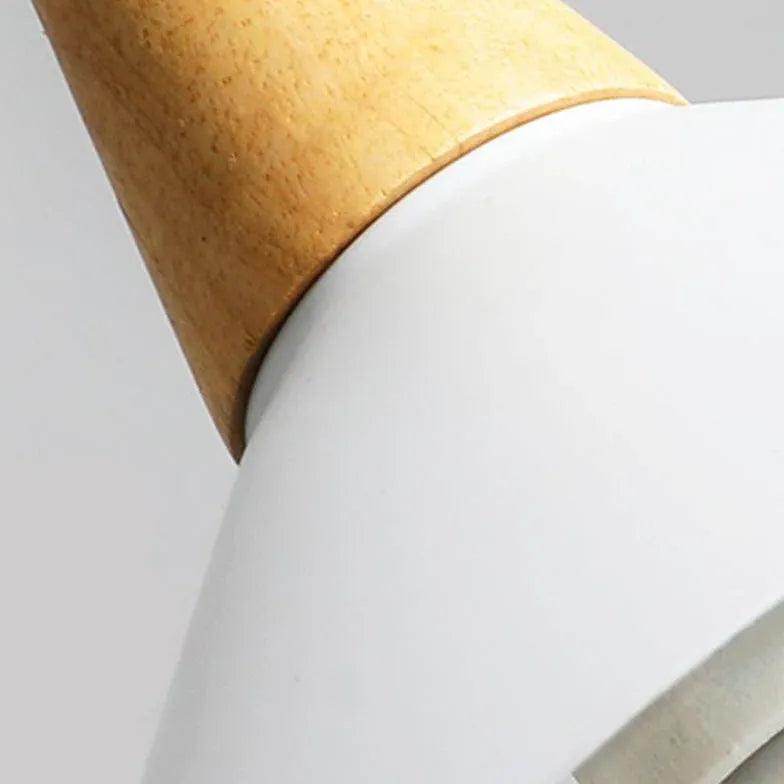 Modern White Pendant Light with Wooden Handle - Stylish Ceiling Lighting for Kitchen, Dining Room and Bedroom Decor