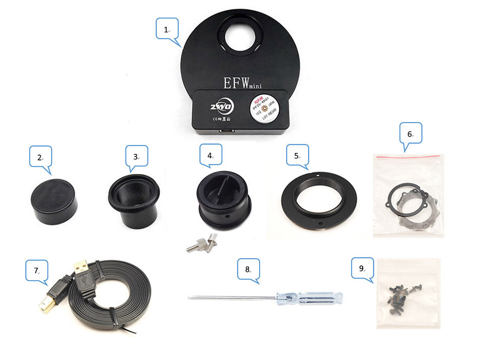 EFW Mini Electronic Five Position Filter Wheel 1.25/31mm for Telescope Accessories - Perfect for Astrophotography & Astronomy Observation