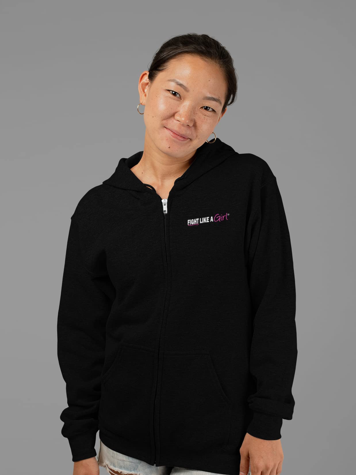 Fight Like a Girl Hybrid Unisex Zip-Up Hoodie - Stylish & Comfortable Pullover for Women & Men | Perfect for Gym, Casual Wear & Outdoor Activities