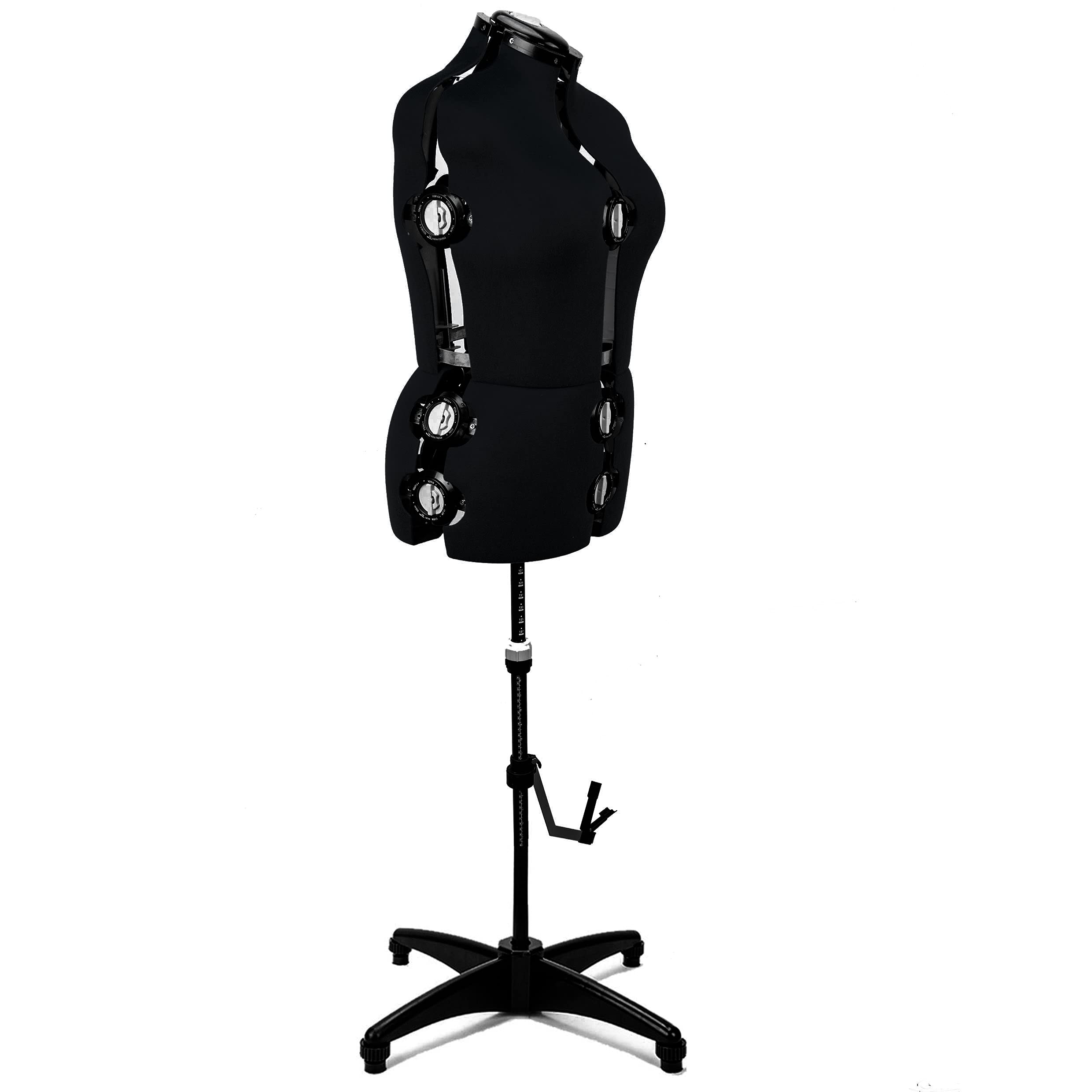 BHD BEAUTY Adjustable Dress Form Mannequin for Sewing - 13 Dials, Black Fabric, Tri-Pod Stand, Up to 70