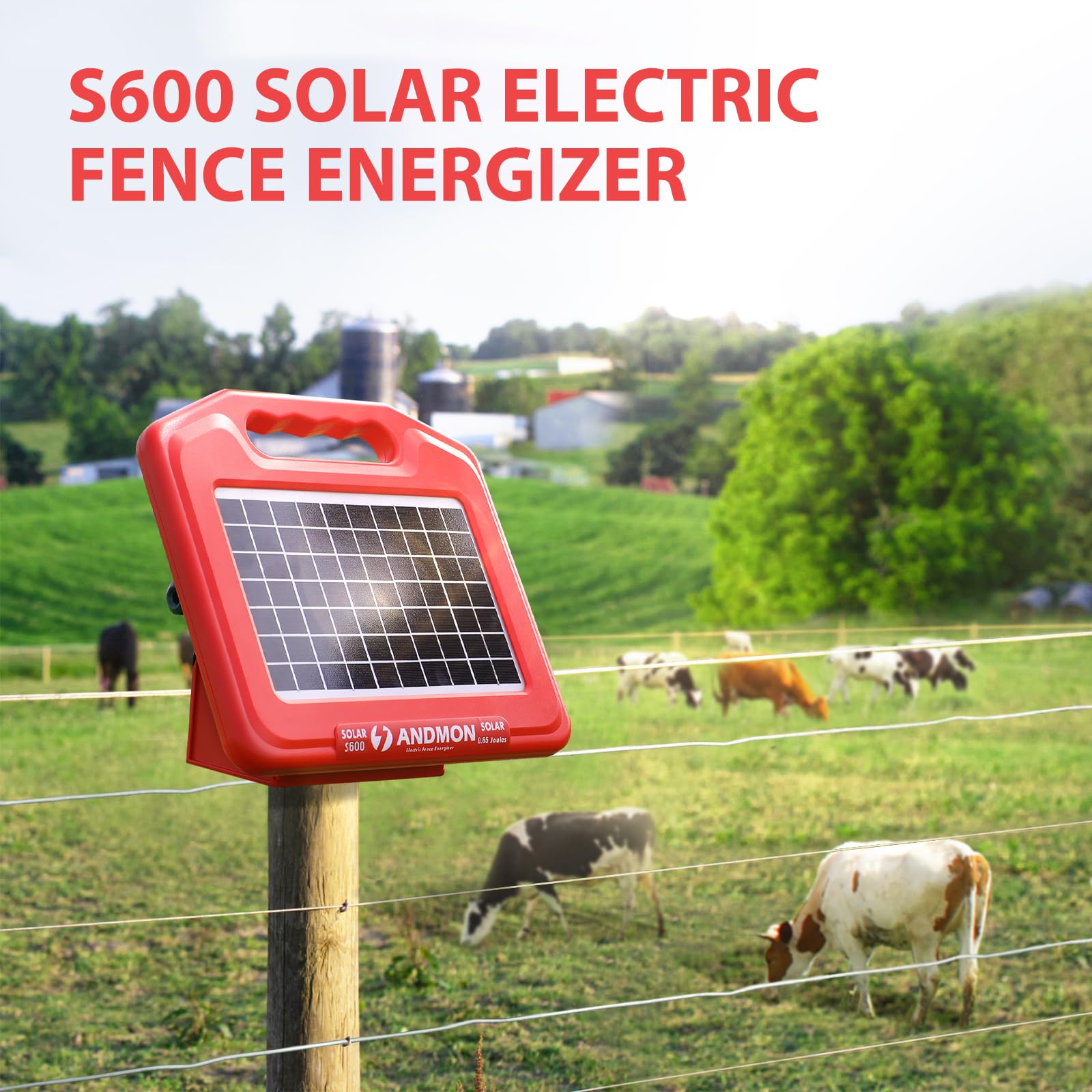 S600 Solar Electric Fence Charger - 35 Mile Range, 0.65 Joules Powerful Solar Fence Energizer for Livestock, Pets & Garden Protection | Weatherproof & Low Maintenance | Perfect for Farms, Ranches & Backyard Security