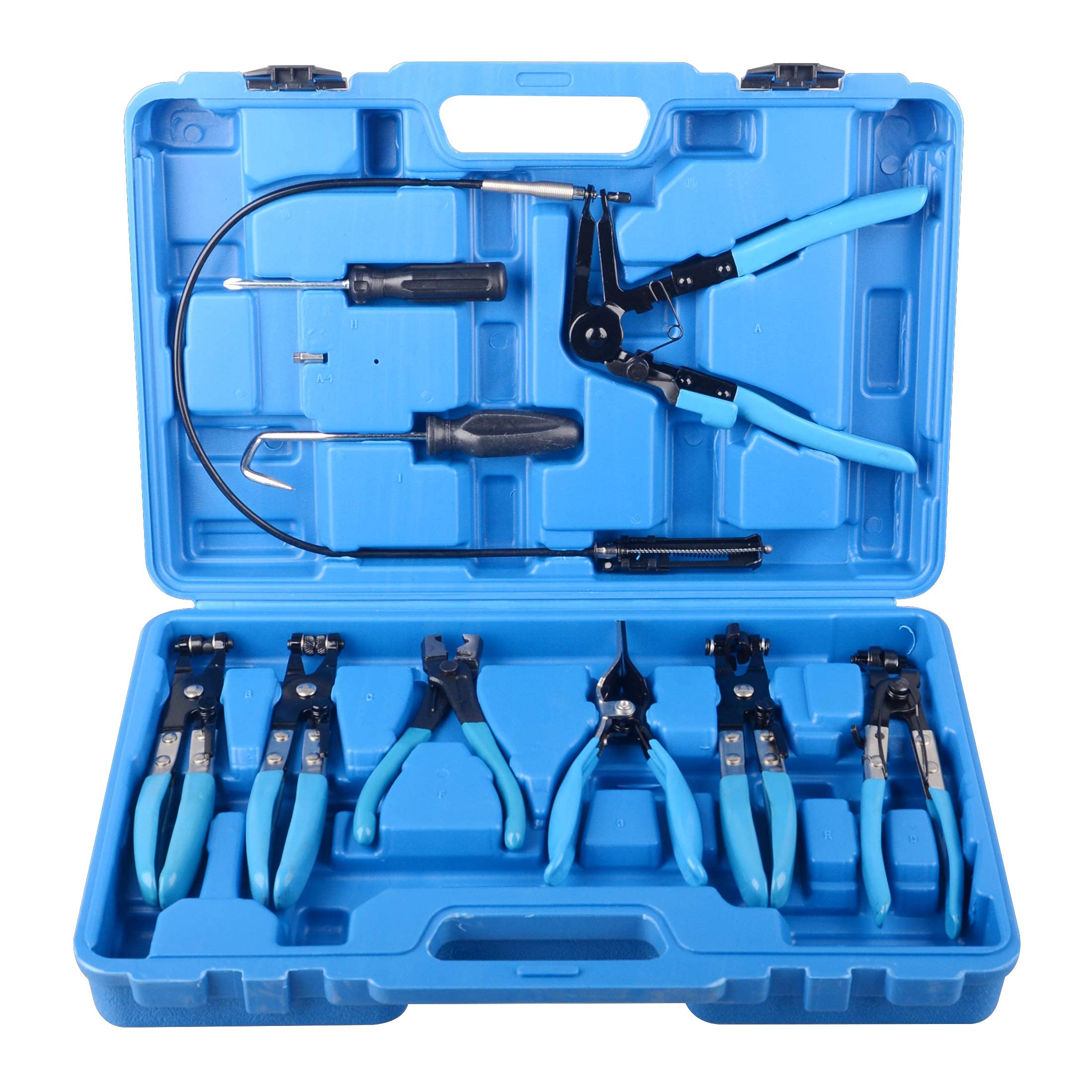 9-Piece Automotive Wire Long Reach Hose Clamp Pliers Set - Fuel, Oil & Water Hose Removal Tool Kit for Car, Truck & RV Maintenance & Repair
