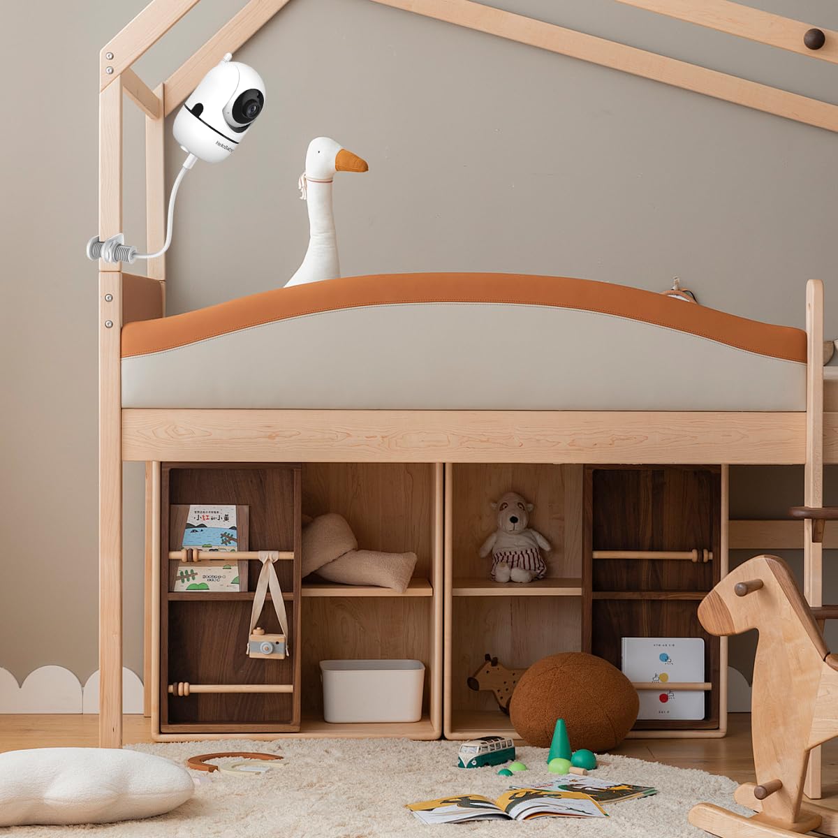 HelloBaby 5'' HD Video Baby Monitor with Camera & Audio, 30-Hour Battery Life, Flexible Crib Clip & Long Gooseneck Arm - Perfect for Nursery, Travel & Nighttime Baby Monitoring