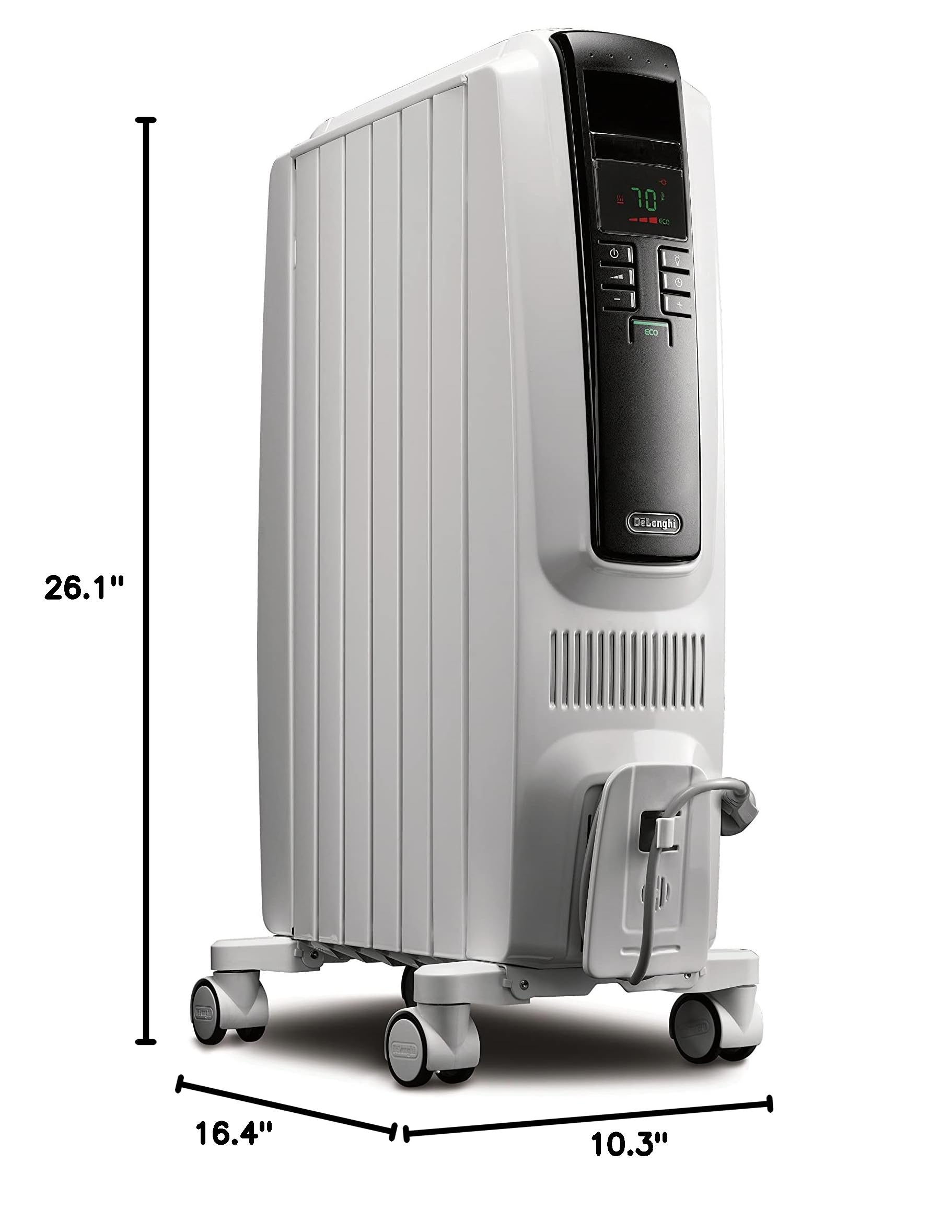 De'Longhi TRD40615E Digital Oil Filled Radiator Heater 1500W - Energy Efficient Electric Space Heater with Programmable Timer & Safety Features for Bedroom, Living Room, Office | Quiet Heating for Winter, All-Day Comfort