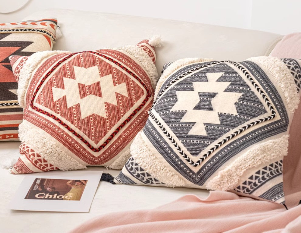 Bohemian Decorative Sofa Pillows - Modern Geometric Throw Pillow Covers for Couch & Living Room - Square Decorative Pillows for Home Decor - Perfect for Sofa, Bed, and Lounge Comfort
