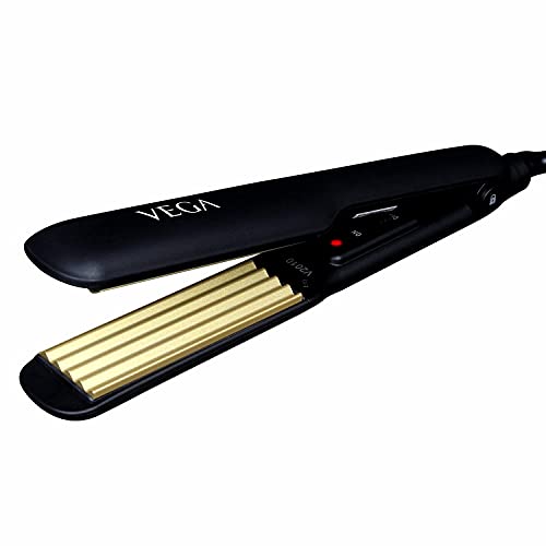 Vega Classic Hair Crimper - Fast Heating Ceramic Plates for Wavy & Crimped Hairstyles | Perfect for Styling, Parties & Everyday Looks (VHCR-01, Black)