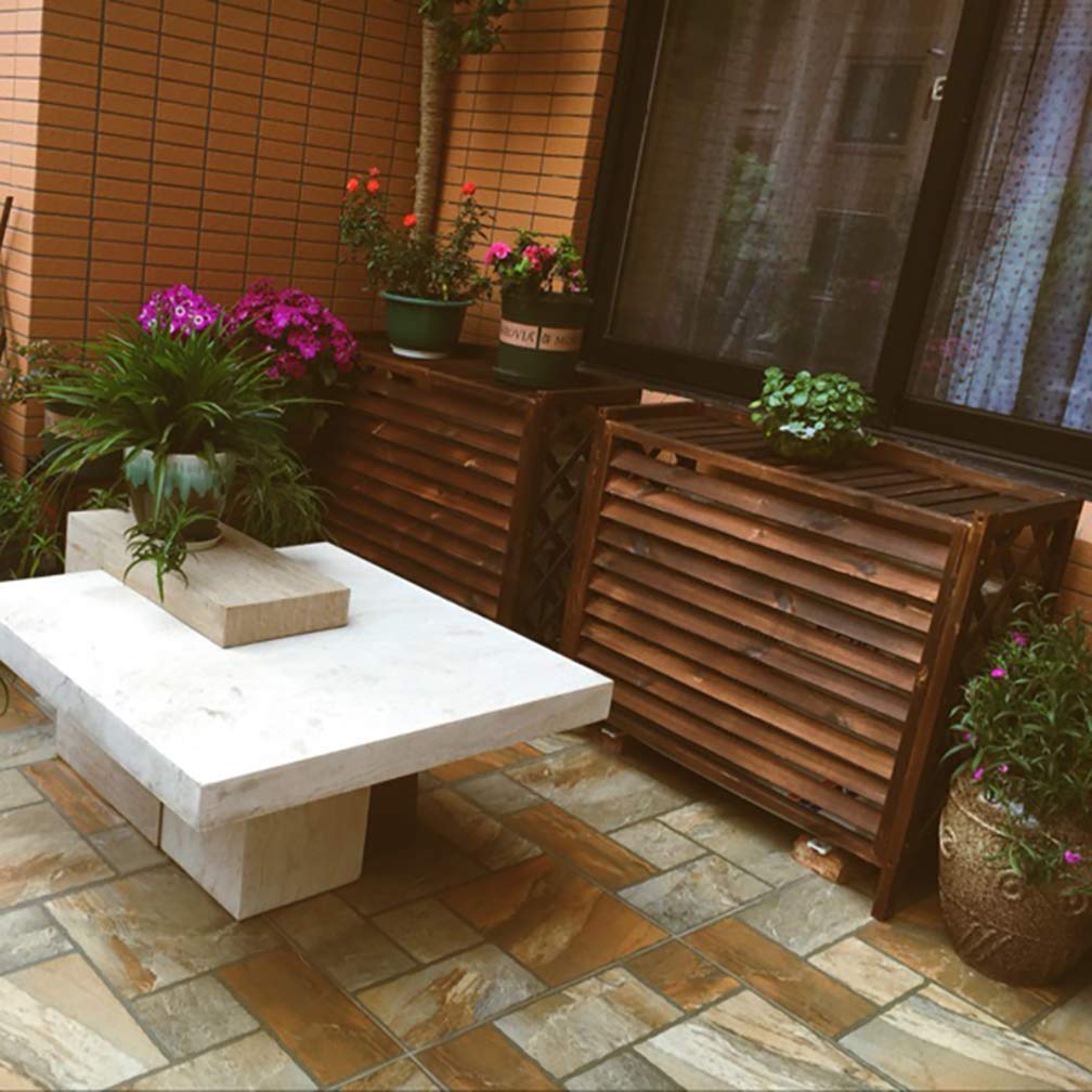 Solid Wood Louvered Air Conditioner Cover with Flower Storage Rack - Outdoor AC Unit Frame (85cm×35cm×75cm) - Perfect for Patio, Garden, and Home Exterior Decoration