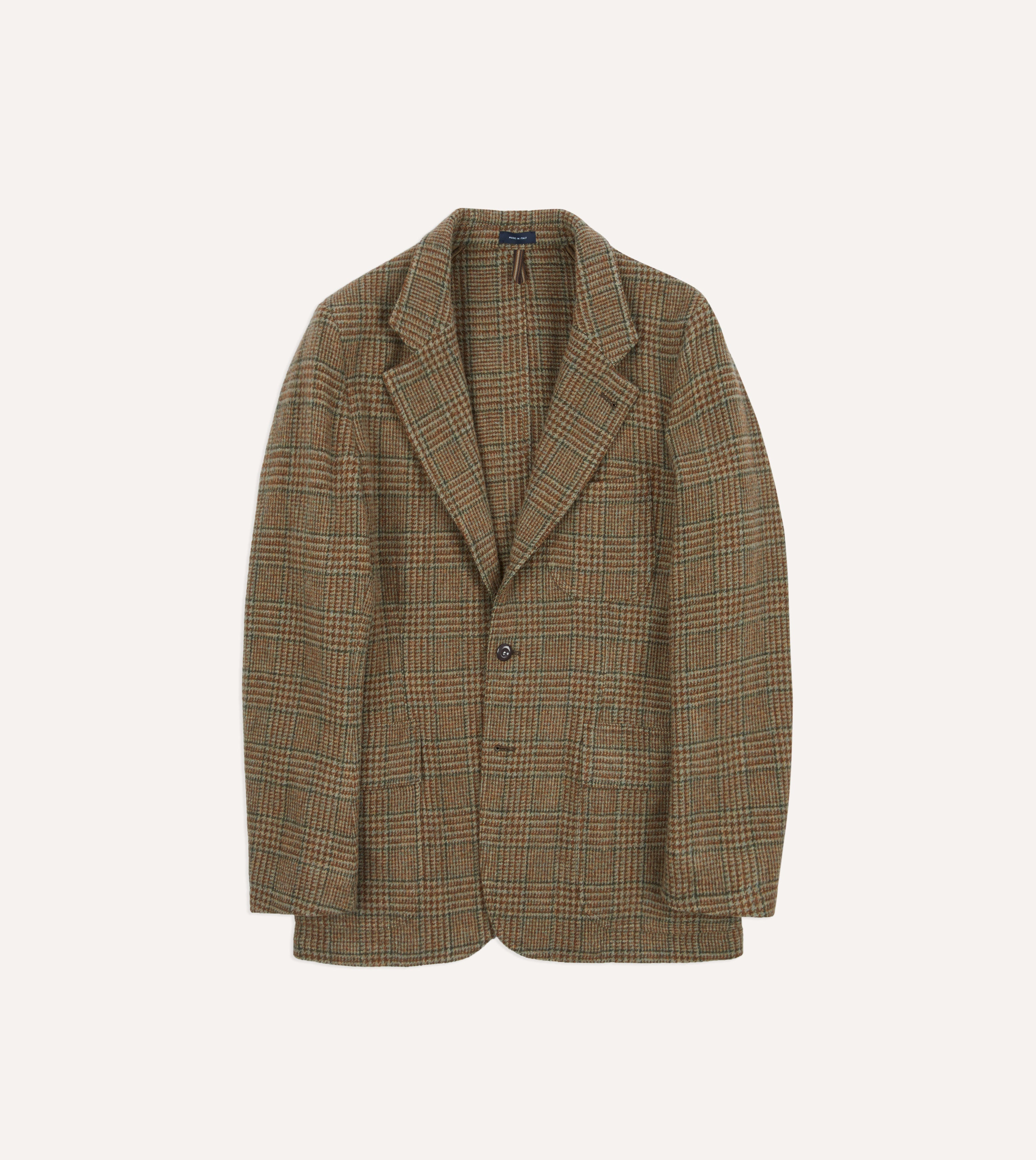 Brown Prince of Wales Check Shetland Tweed Blazer for Men - Classic Mk. VII Style for Business, Office & Formal Events