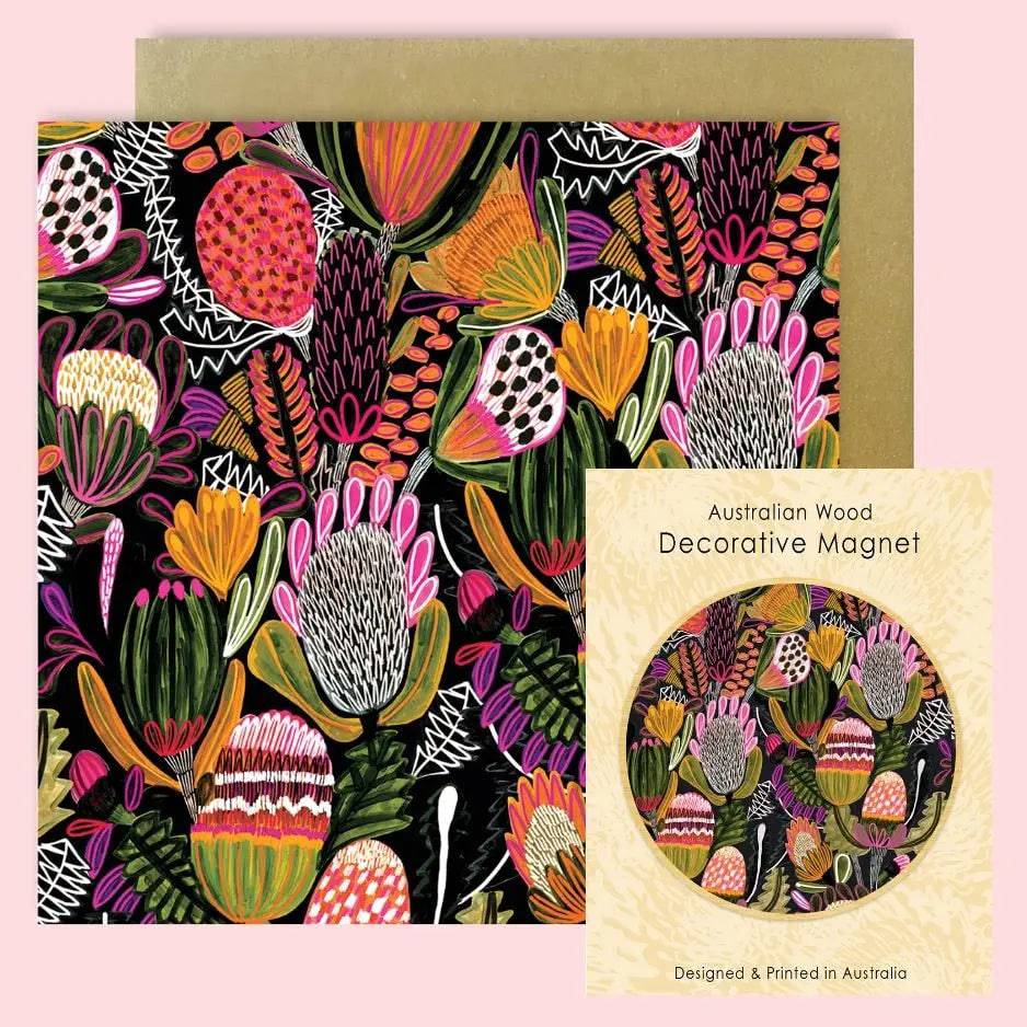 Bush Banksia Magnet and Greeting Card Gift Set - Perfect for Home Decor, Office Gifts, and Special Occasions