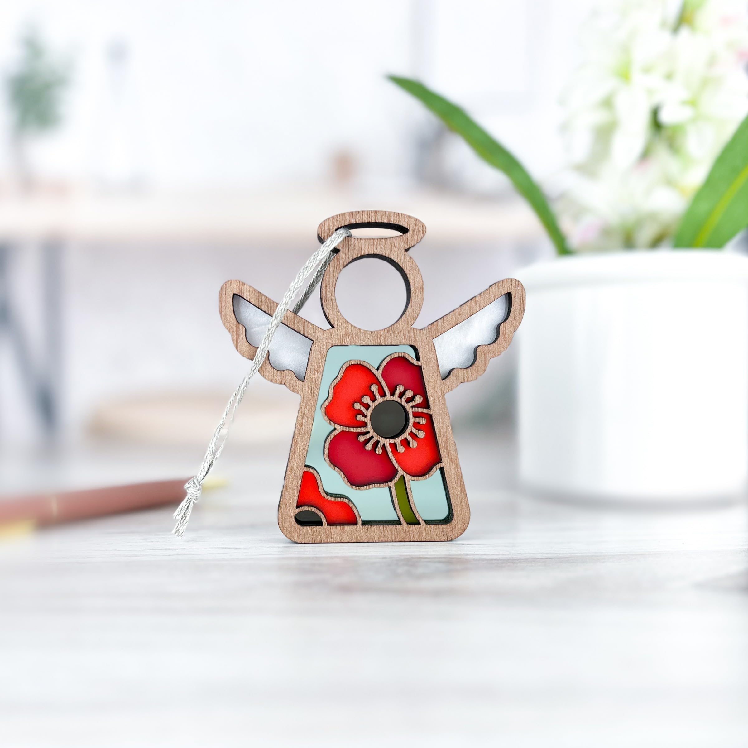 August Red Poppy Grief Ornament - Memorial Tree Decoration for Parents - 3.5 Inch Bold Red Hue - Sympathy Gift for Loss of Loved One - Perfect for Memorial Trees, Funeral Wreaths & Remembrance Displays