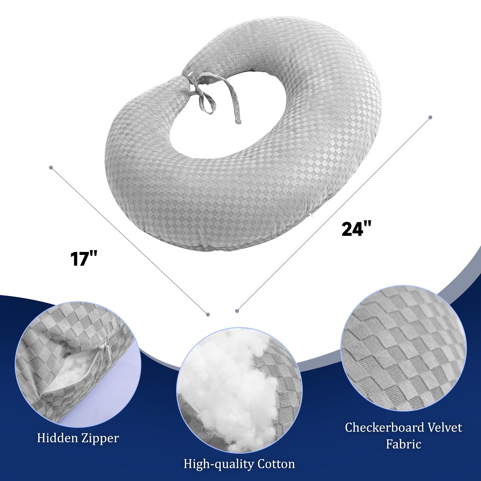 Ergonomic Gaming Pillow for Lap & Arm Support - Light Gray Compact Cushion for Comfortable Gaming, Reading in Bed or Sofa - Relieves Fatigue & Enhances Posture