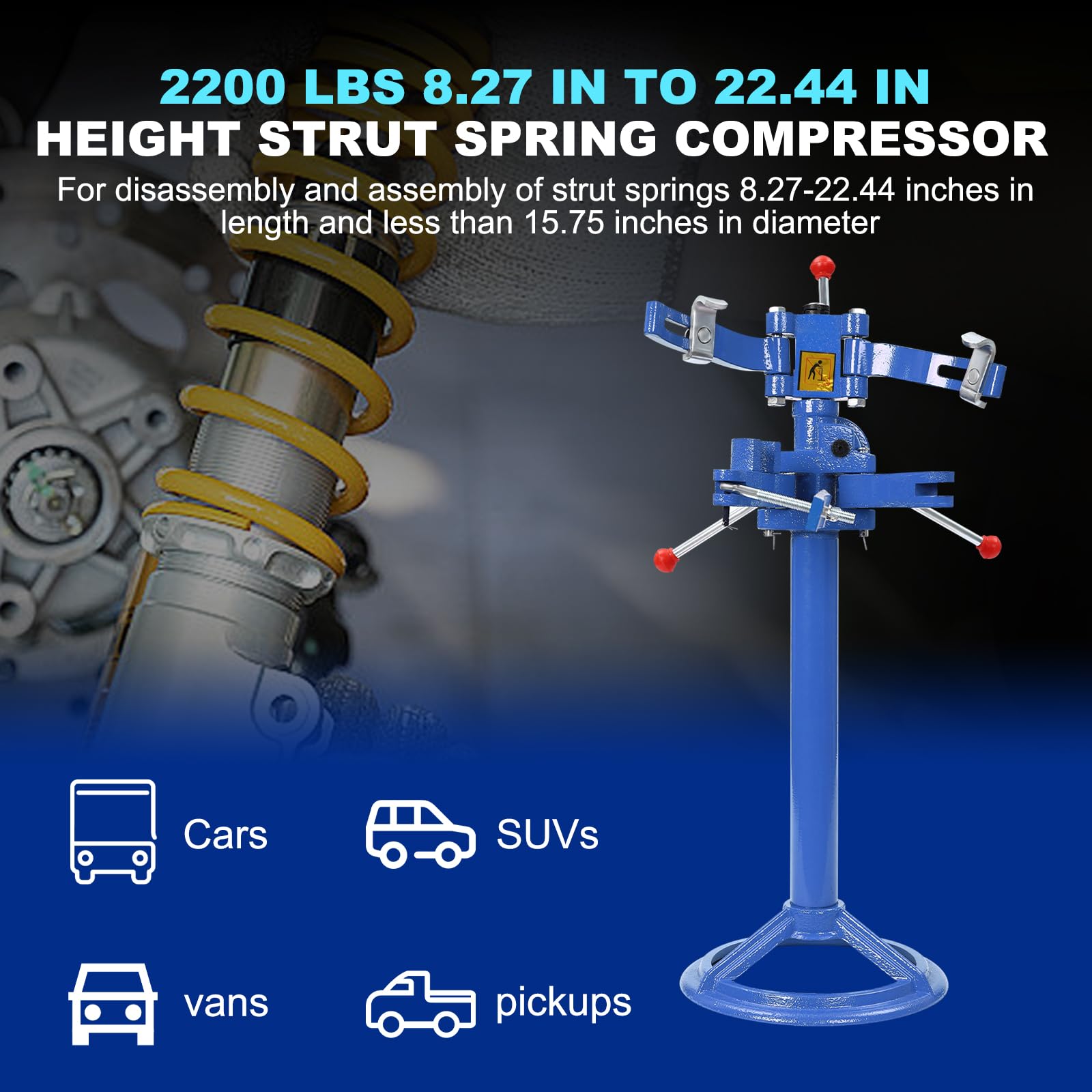 2200 lb Heavy Duty Strut Spring Compressor Tool - Professional Auto Spring Compressor for Cars, Trucks & SUVs - Hand Operated Vehicle Spring Removal Tool (Fits 8.27
