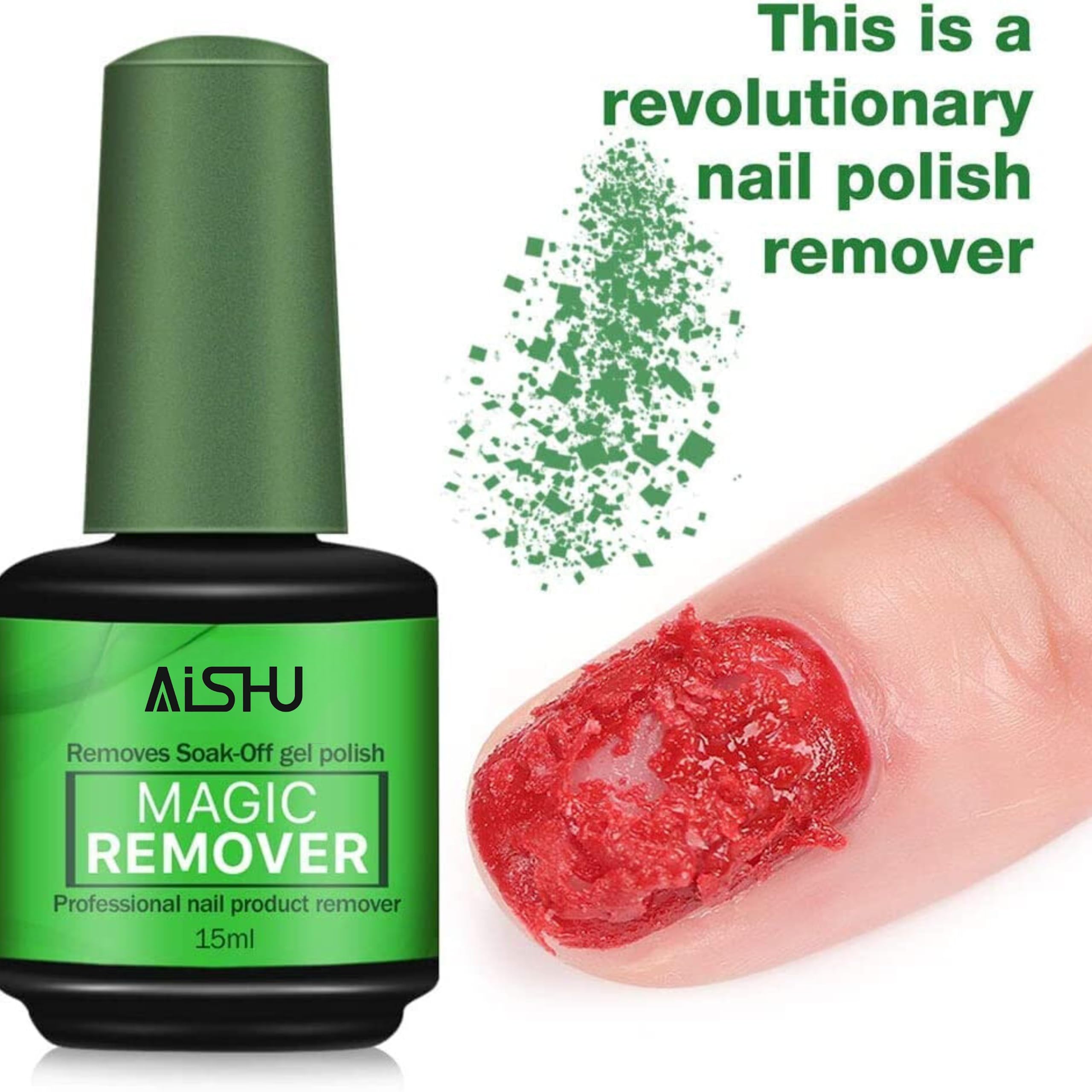 AISHU Professional Gel Nail Polish Remover - Fast Acting Soak Off Solution (Peels in 2-5 Minutes) No Foil or Wrapping Needed - Perfect for Salon & Home Manicures