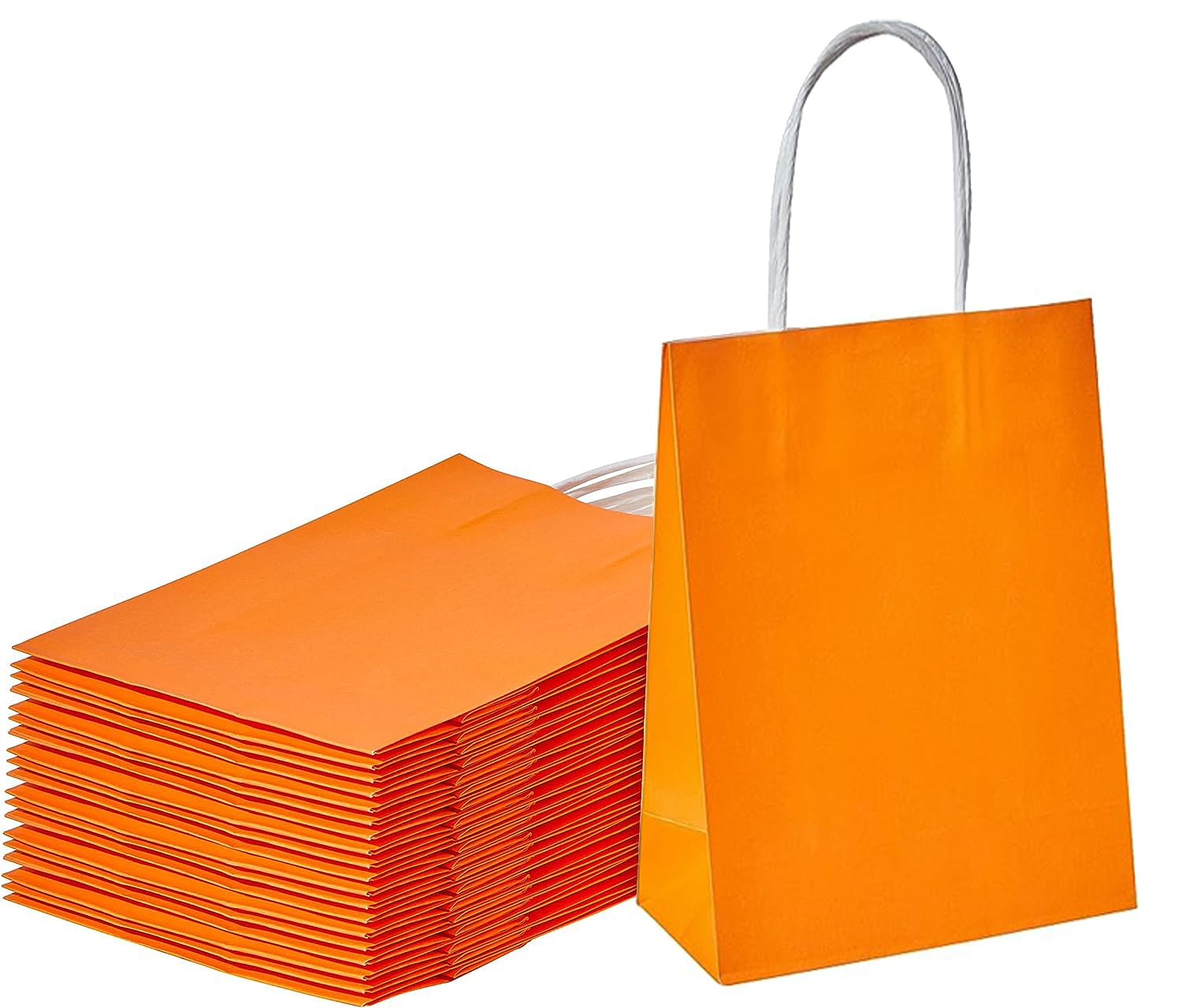 25 Pieces 6 Inch Mini Orange Gift Bags with Handles - SUNCOLOR Small Party Favor Bags for Halloween, Birthday, Baby Shower & Wedding Favors - Perfect for Candy, Treats & Small Gifts
