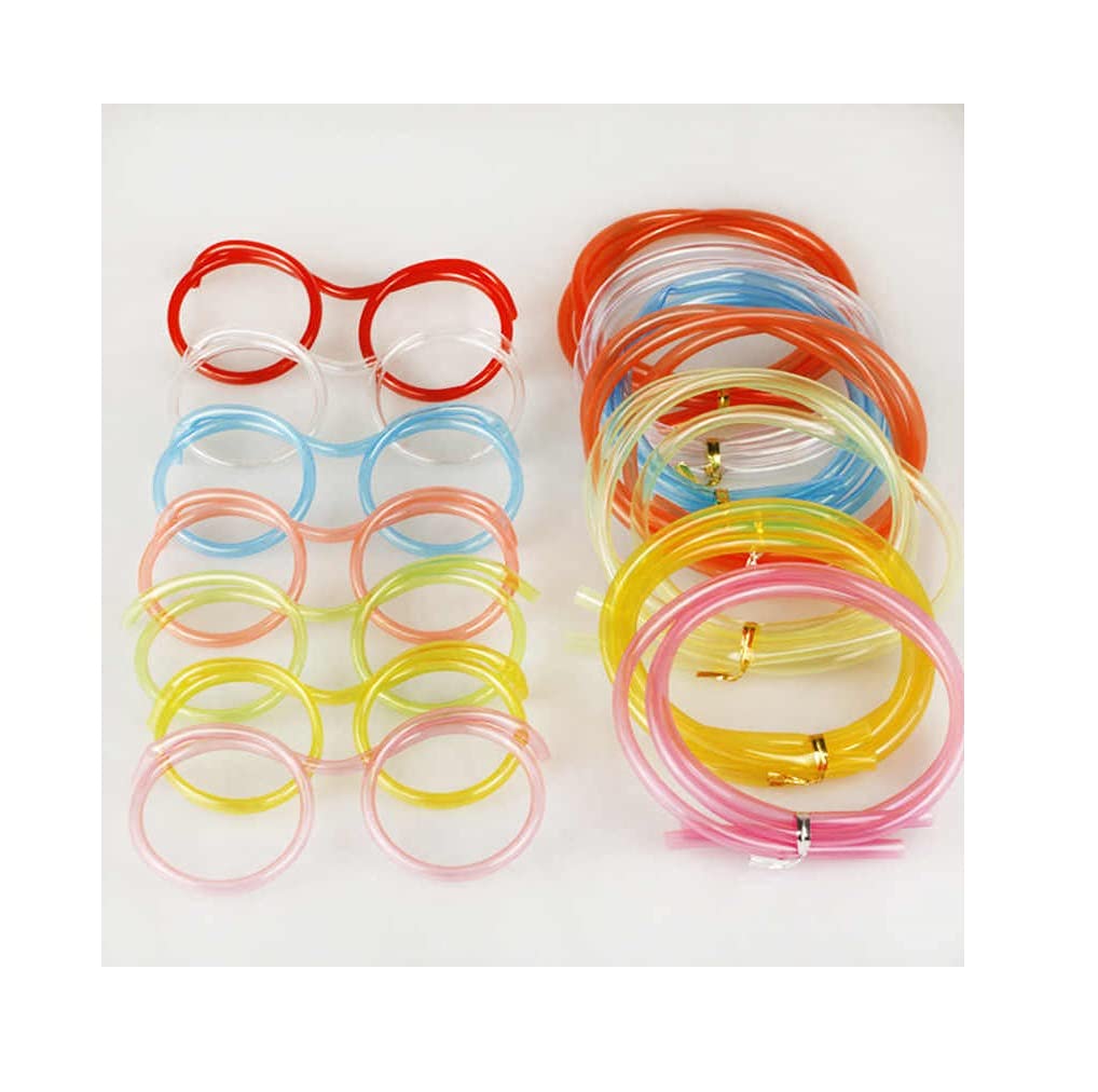 Fun Reusable Straw Glasses for Kids - Colorful Drinking Straws with Glasses for Parties, Games & Gifts - Perfect for Birthday Celebrations, Pool Parties & Summer Drinks