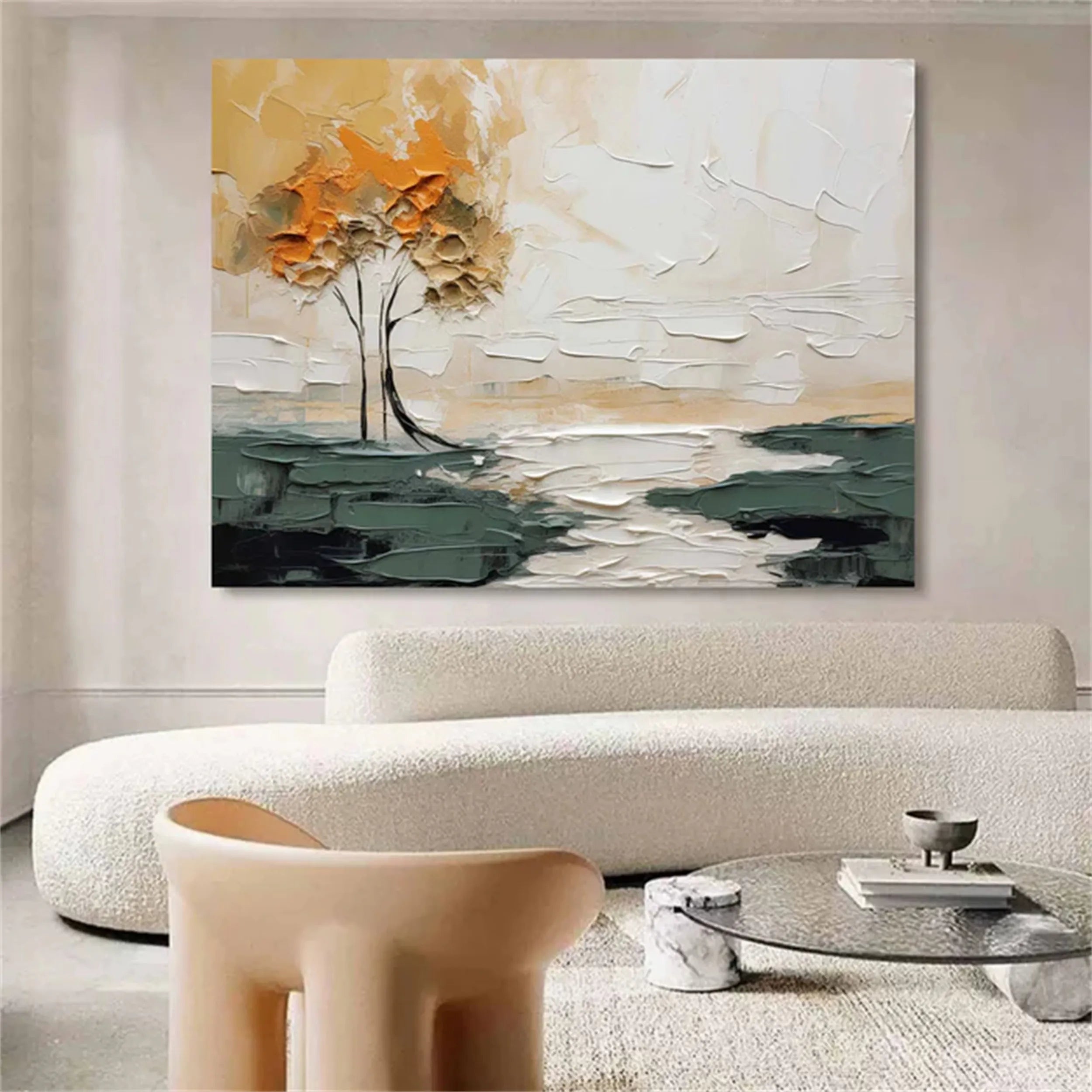 Beautiful Flower and Tree Painting #FT049 - Handmade Wall Art for Home, Office & Living Room Decor