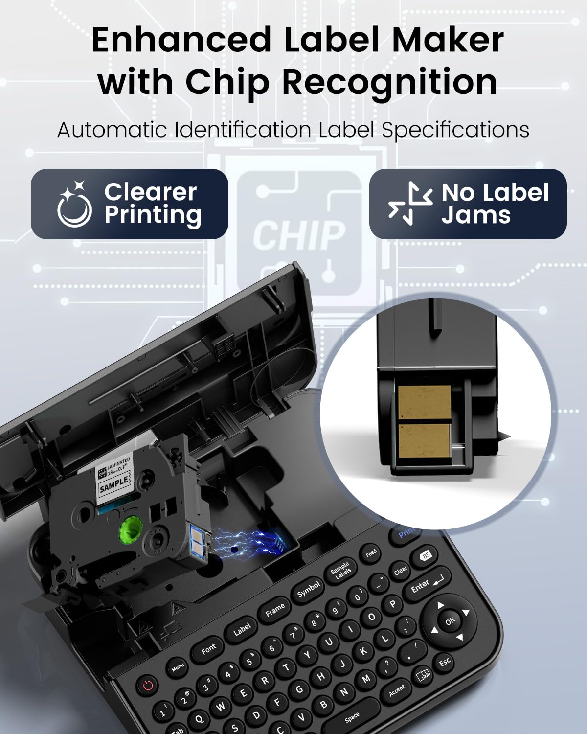 Bluetooth Label Maker D480BT - Rechargeable Label Printer with QWERTY Keyboard & Backlit LCD | Compatible with PC & Smartphone | 3/4 Inch Label Tape | Perfect for Home, Office, Warehouse & Craft Organization