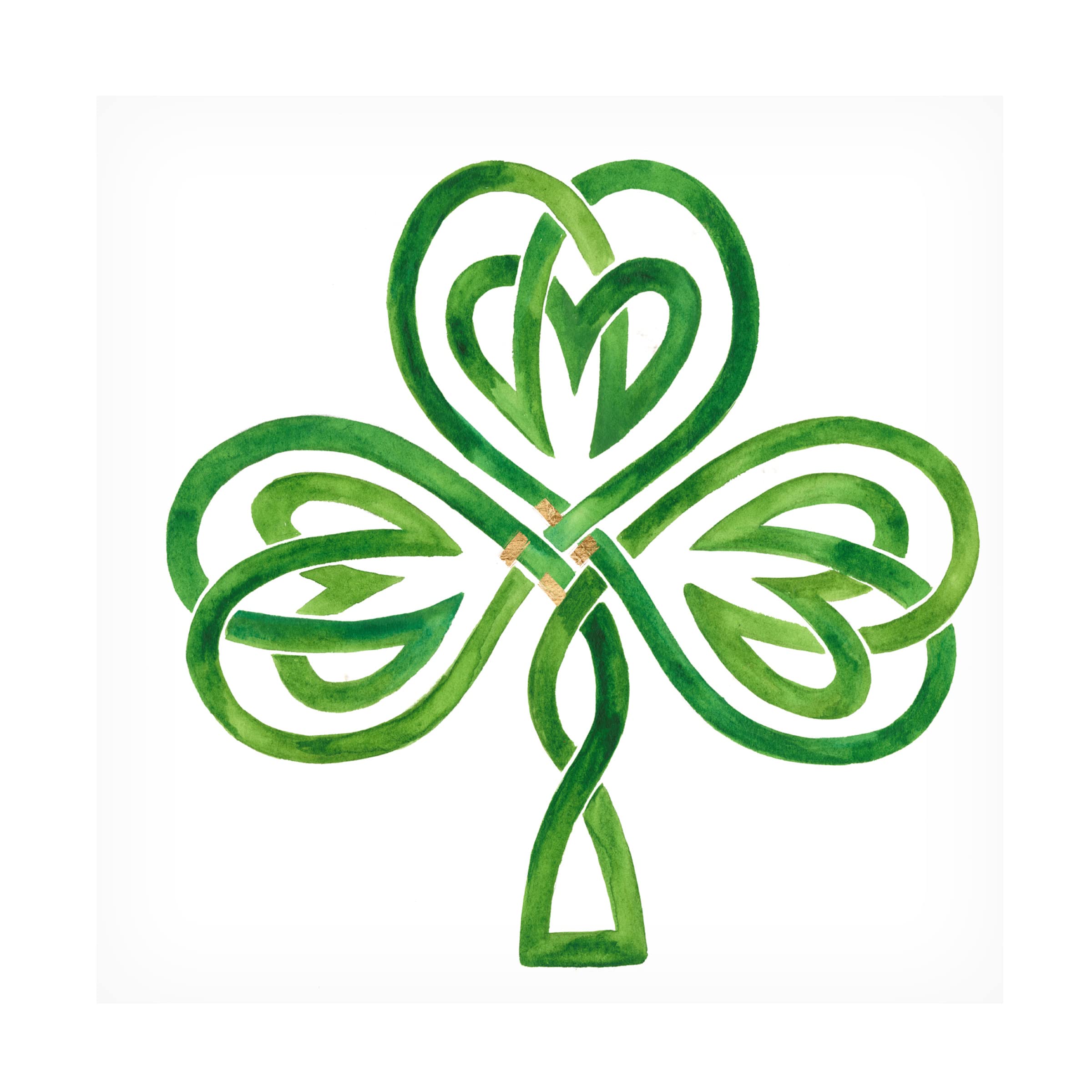 Victoria Borges 'Gilded Shamrock III' Canvas Wall Art Print - Irish Decor, Home & Office Wall Decor, Perfect for St. Patrick's Day Gifts & Celtic-Themed Interiors