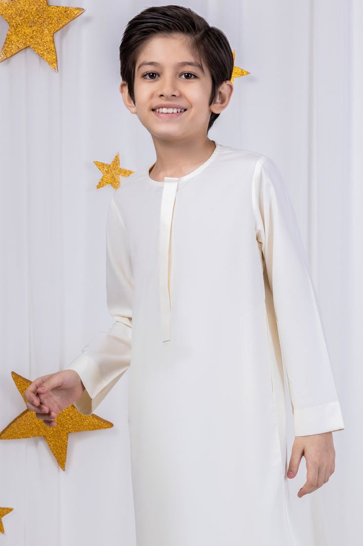 Premium Blended White Jubba by J. Junaid Jamshed - Modest Islamic Prayer Dress for Men - Perfect for Eid, Friday Prayers & Religious Ceremonies